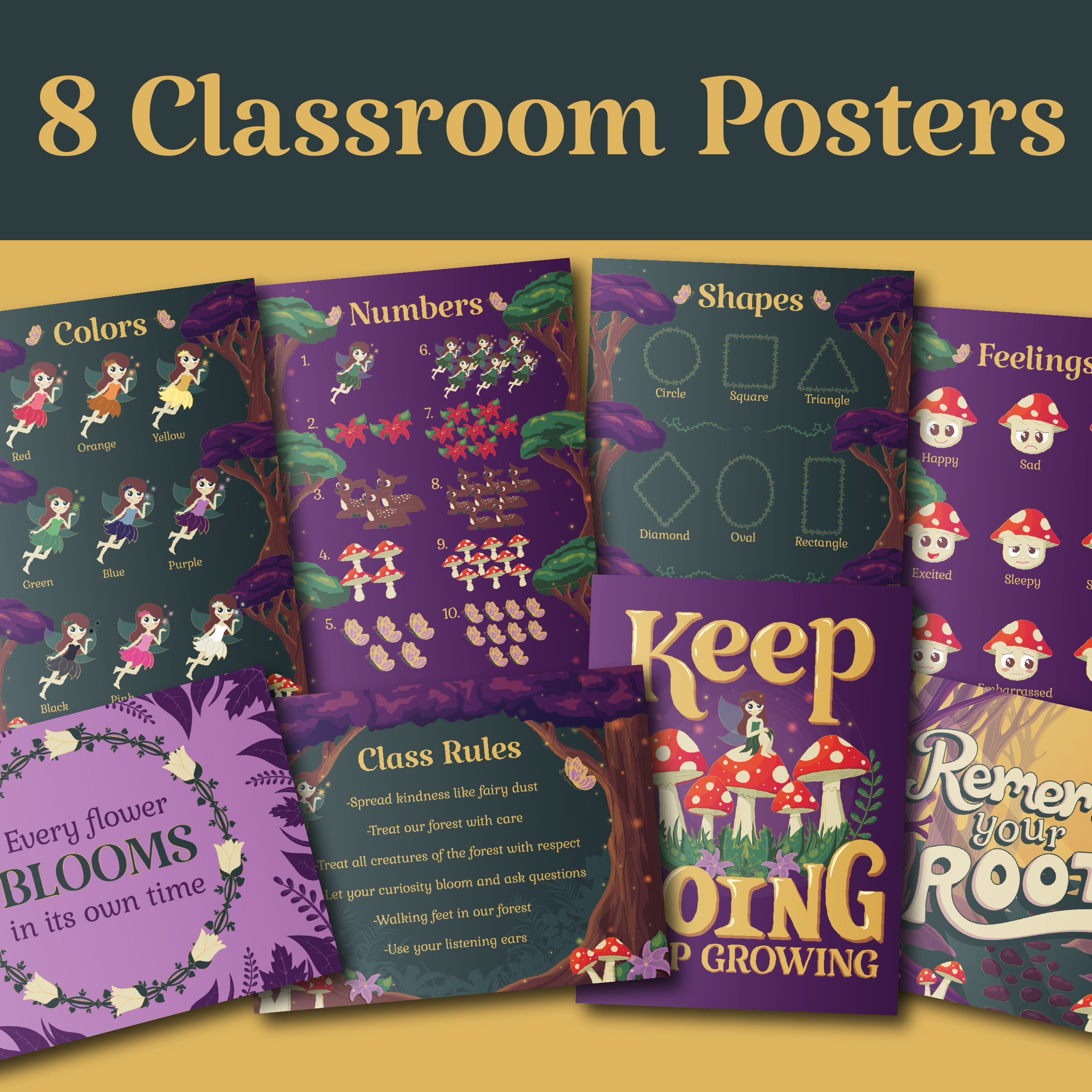 Enchanted Forest Circle Time Classroom Poster Bundle for Preschool & Kindergarten