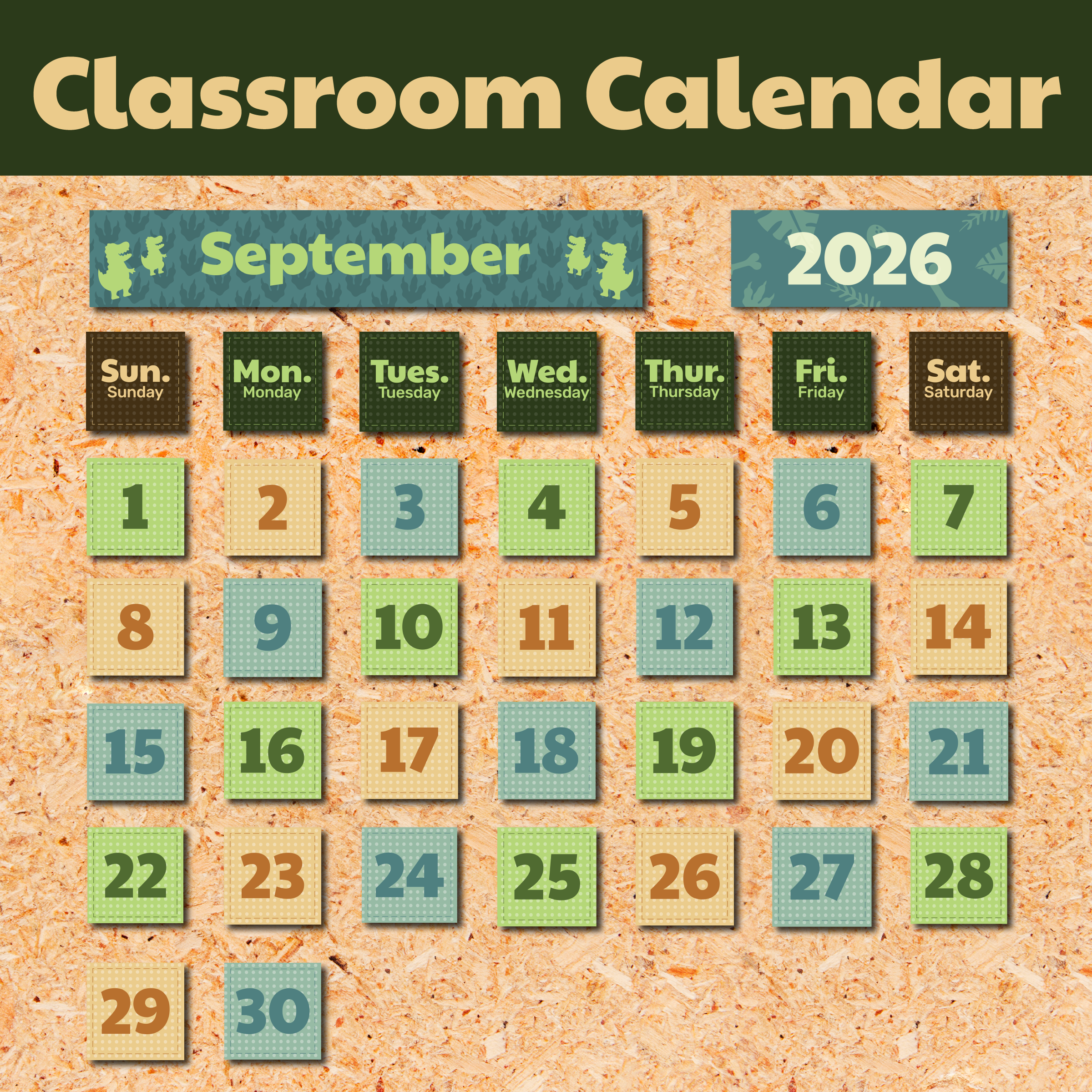 Dinosaur Classroom Calendar Months, Days & Years