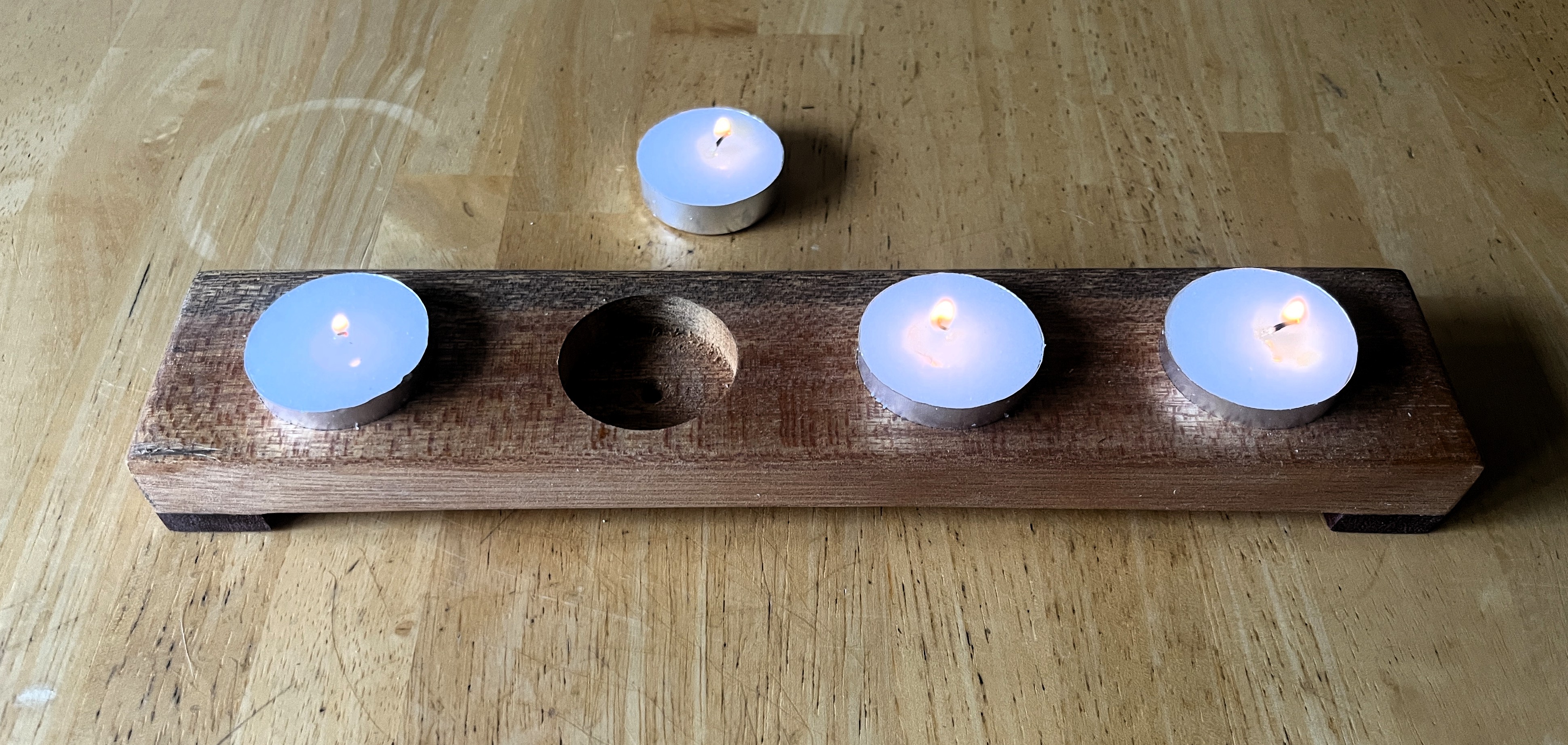 Tea Candle Holder, Mahogany and Purpleheart