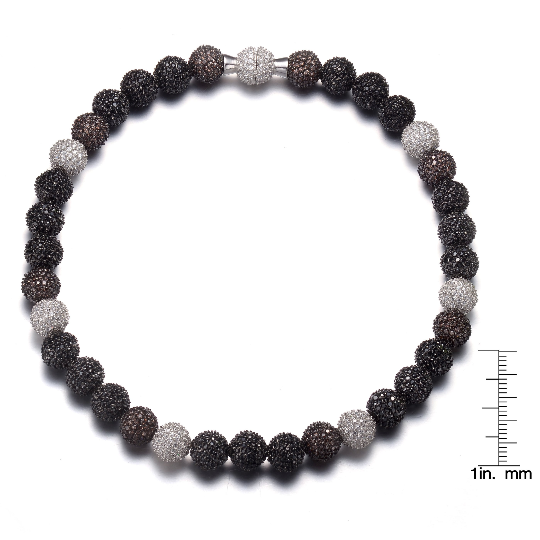 Collette Z Sterling Silver Black and Clear Cubic Zirconia Ball Necklace