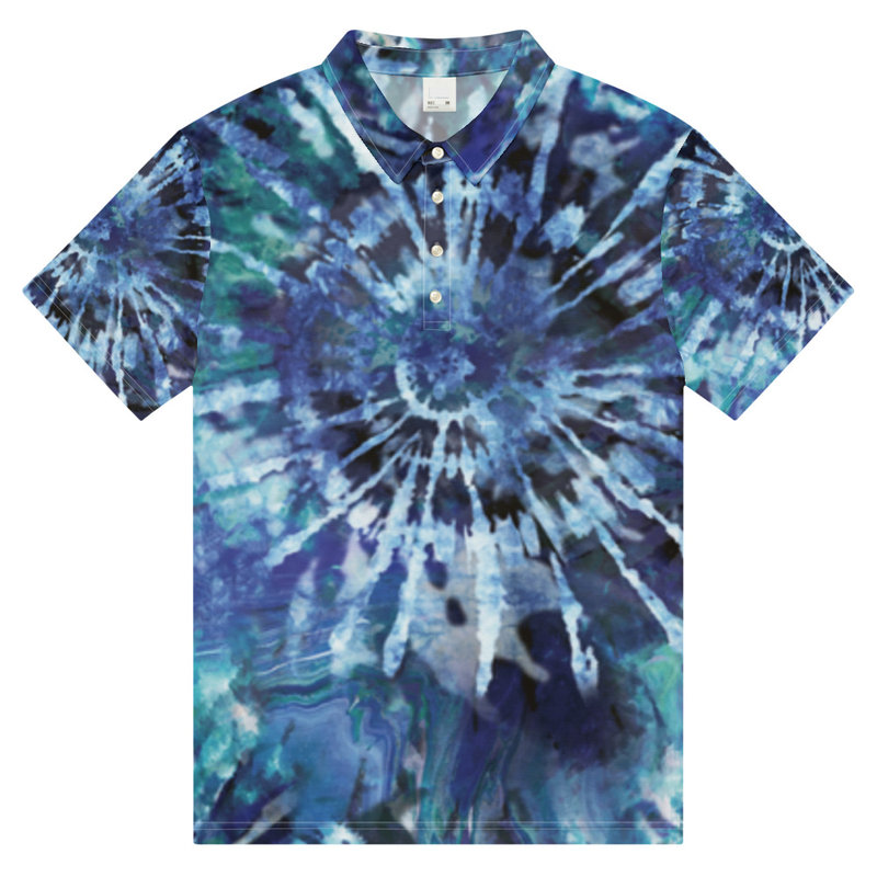 Blue Tie-Dye Polo Shirt