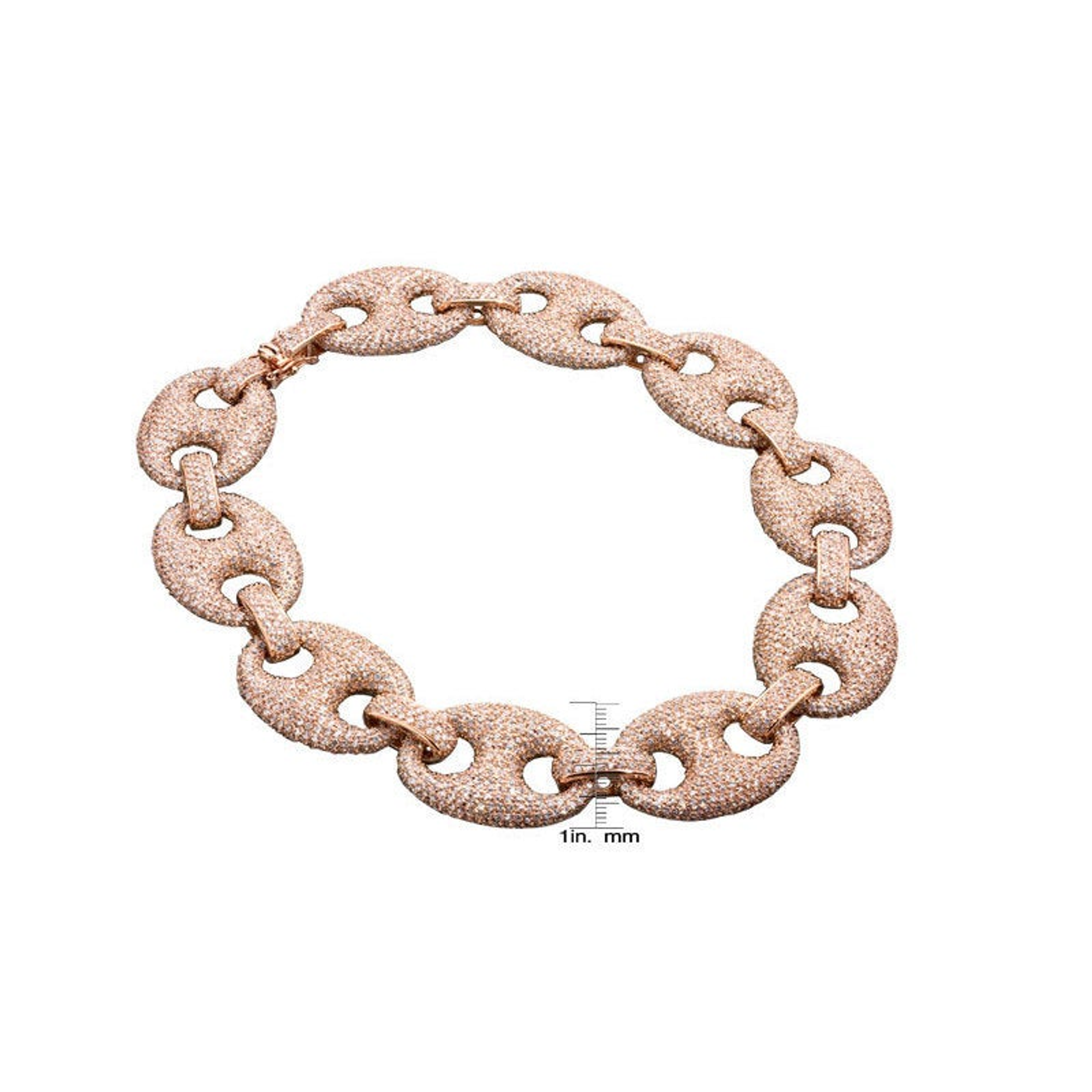 Collette Z C.Z. Sterling Silver Rose Plated Oval Shape Link Necklace