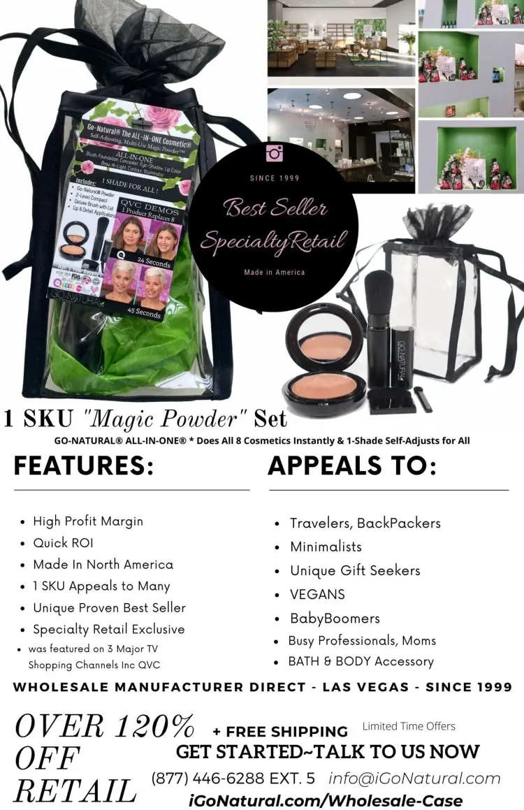 Wholesale Case - GO-NATURAL ALL-IN-ONE Powder - Travel Gift Sets - REGULAR Size - Compact-Kits - 1-Wholesale-Cases-Special-Deal