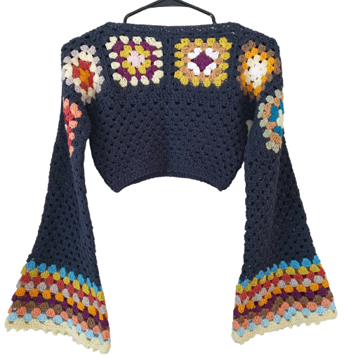 Handmade Crochet Granny Square Crop Sweater