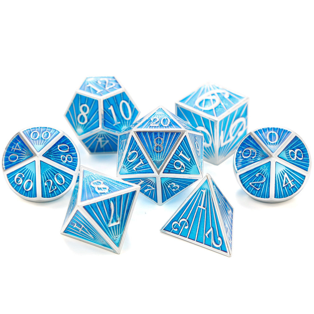 CHENGSHUO Ray Dice Set – Solid Metal Polyhedral Dice Inspired by Cosmic Light