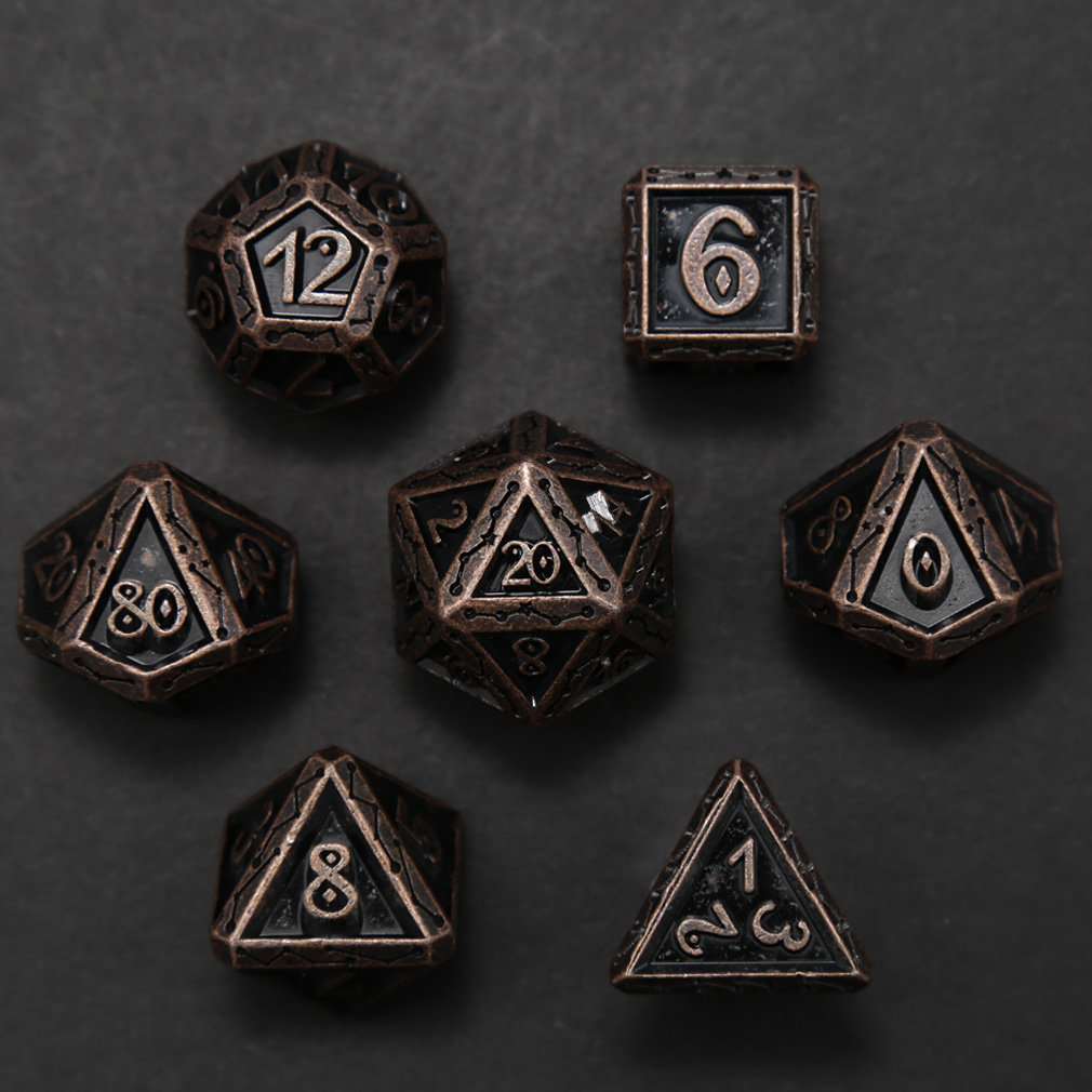 CHENGSHUO Stellar Bones Dice Set – Solid Metal DND Dice Etched with Constellation Pathways