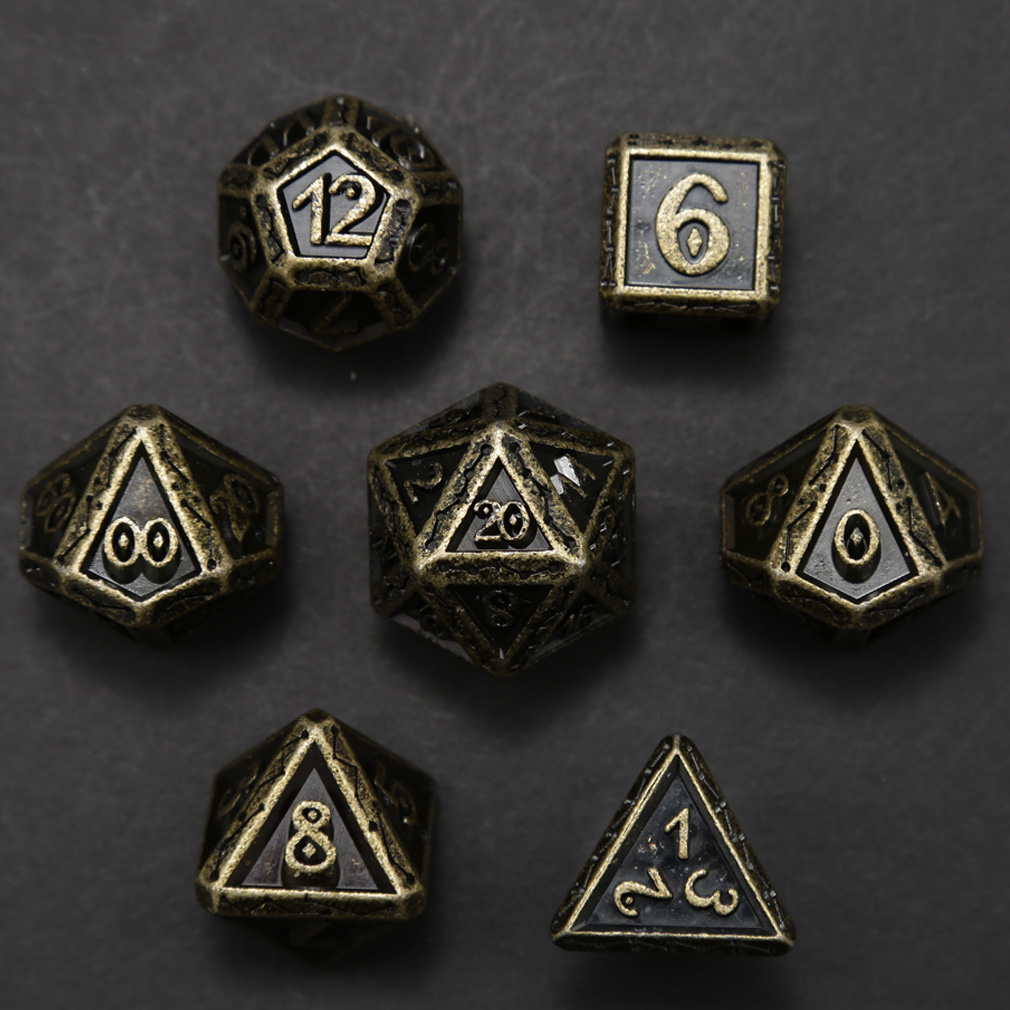 CHENGSHUO Stellar Bones Dice Set – Solid Metal DND Dice Etched with Constellation Pathways