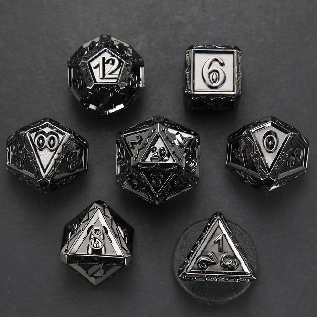 CHENGSHUO Stellar Bones Dice Set – Solid Metal DND Dice Etched with Constellation Pathways