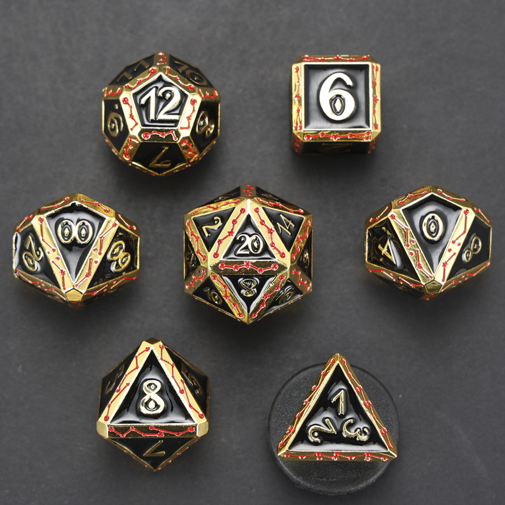CHENGSHUO Stellar Bones Dice Set – Solid Metal DND Dice Etched with Constellation Pathways
