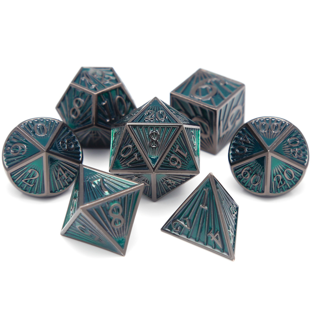CHENGSHUO Ray Dice Set – Solid Metal Polyhedral Dice Inspired by Cosmic Light