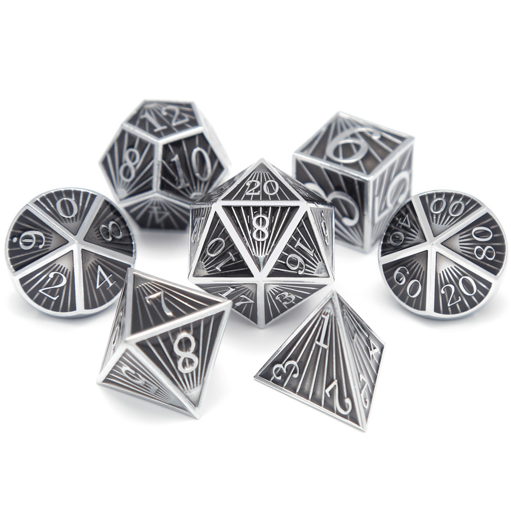 CHENGSHUO Ray Dice Set – Solid Metal Polyhedral Dice Inspired by Cosmic Light