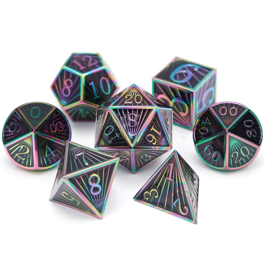 CHENGSHUO Ray Dice Set – Solid Metal Polyhedral Dice Inspired by Cosmic Light