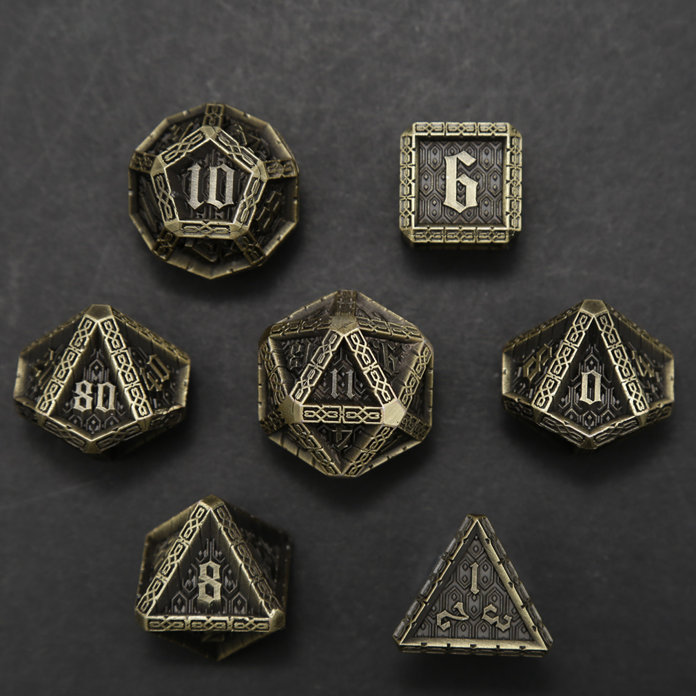 CHENGSHUO Stoneguard Dice Set – Solid Metal DND Dice Forged in the Spirit of Dwarven Warriors