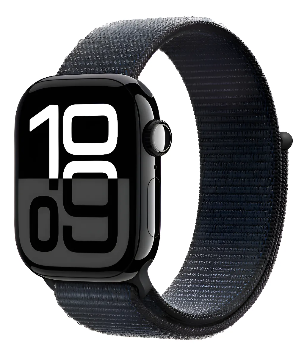 Apple Watch Series 10 GPS • Caja de aluminio negro azabache de 42 mm • Correa loop deportiva color tinta