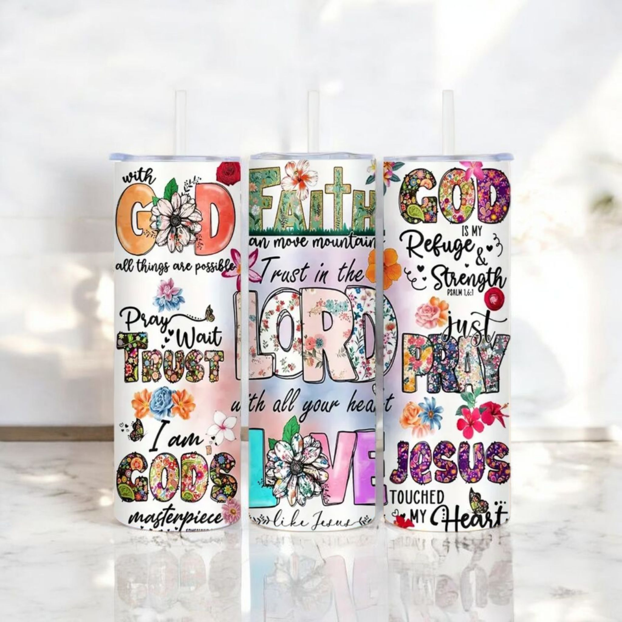 Caramel Color Inspirational Christian Stainless Steel Tumblers 20 oz.