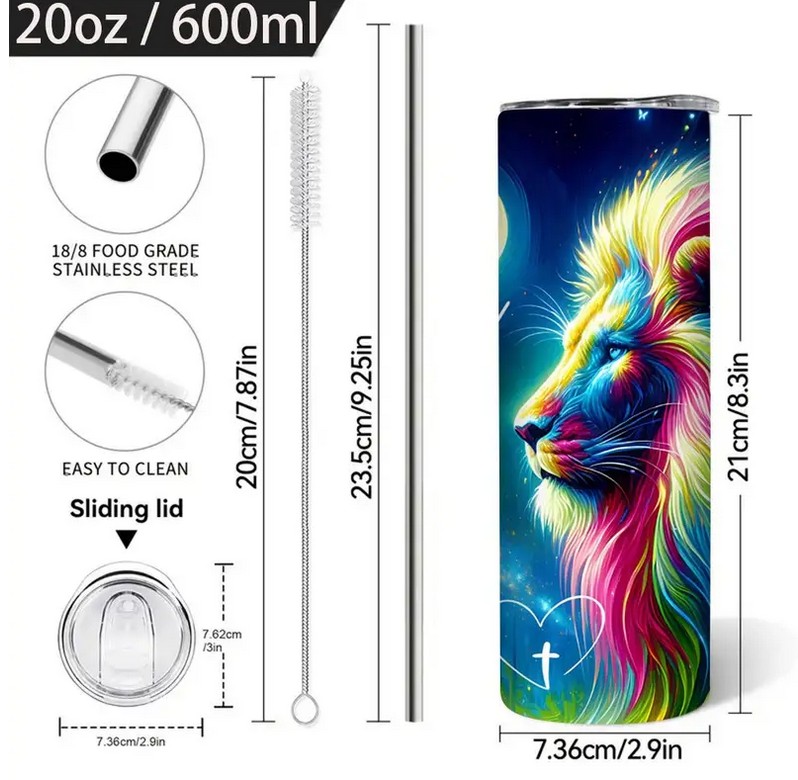 20 oz. Colorful Lion InsulatedStainless Steel Tumblers