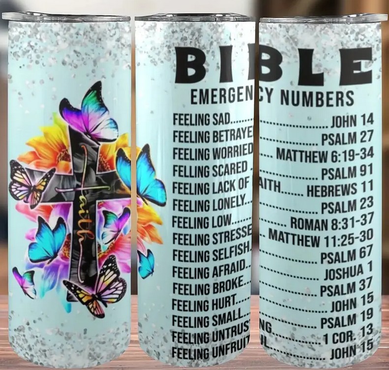 20oz Emergency Bible Numbers Tumbler