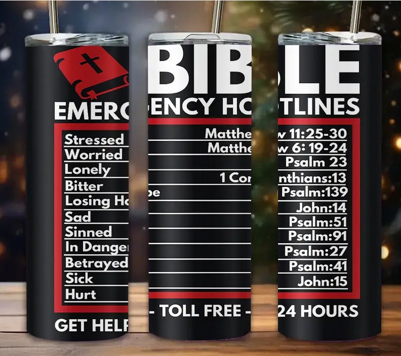 20oz Emergency Bible Numbers Tumbler