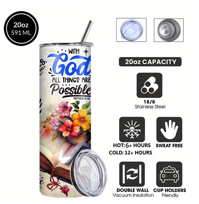 Caramel Color Inspirational Christian Stainless Steel Tumblers 20 oz.