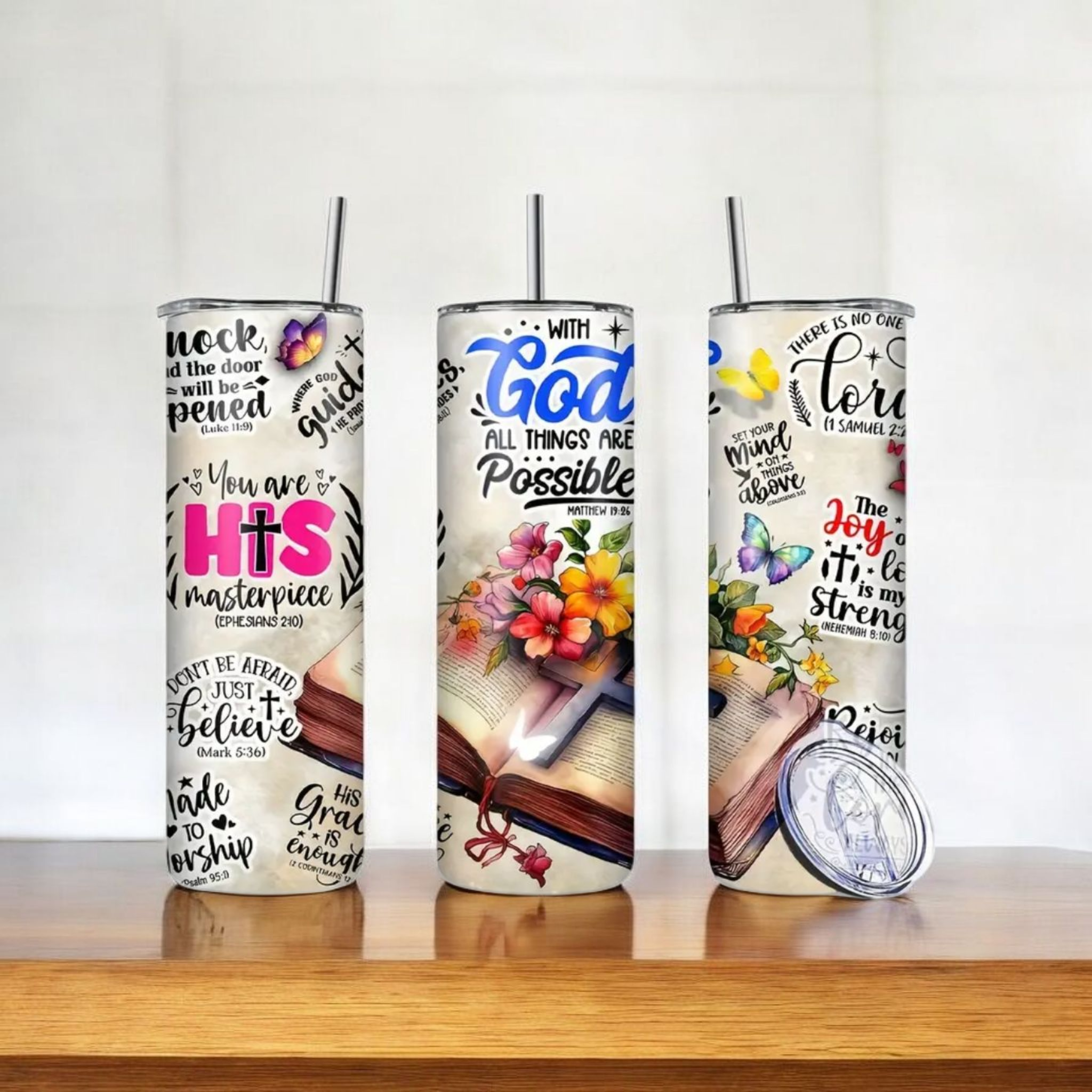 Caramel Color Inspirational Christian Stainless Steel Tumblers 20 oz.