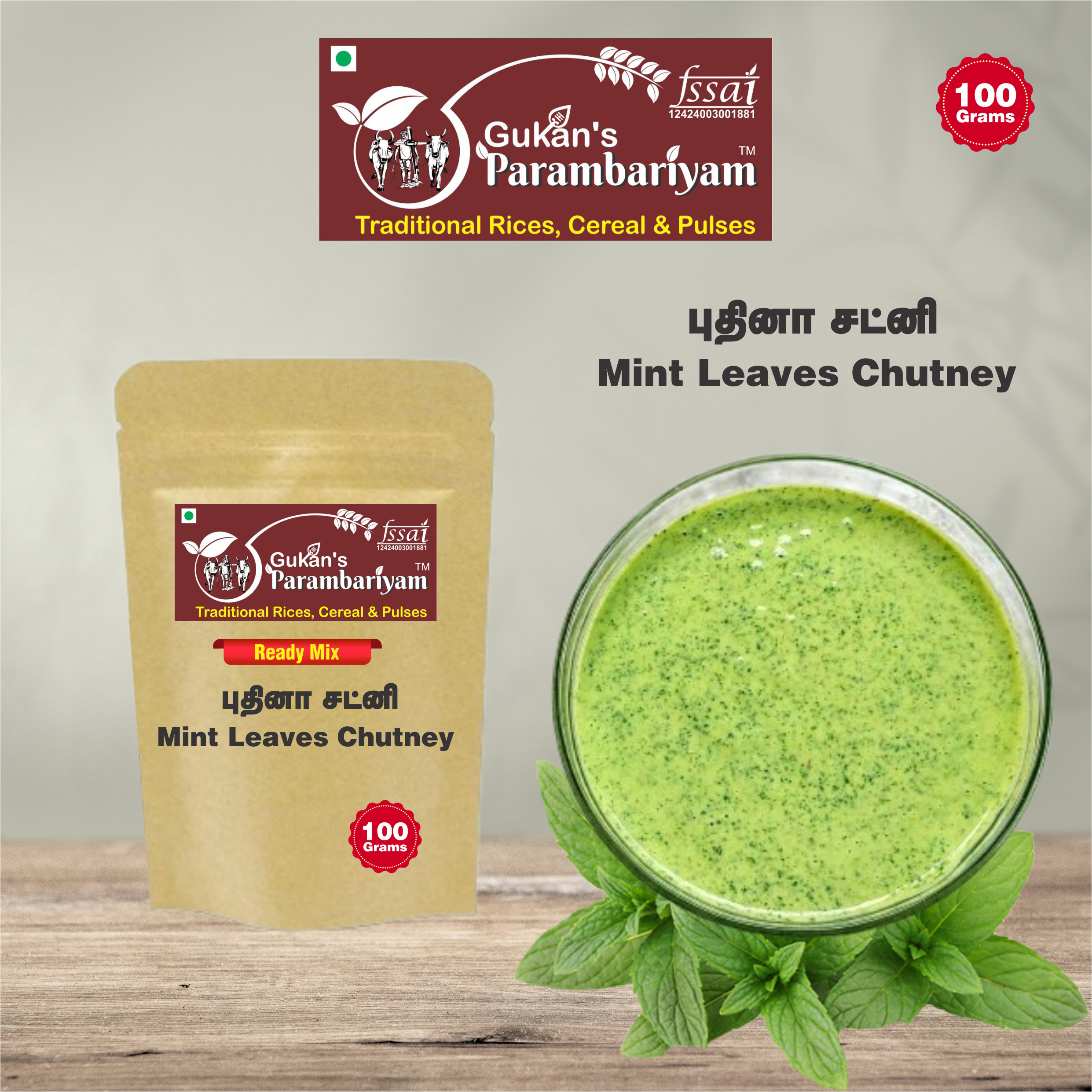 Mint Leaves Chutney- புதினா சட்னி மிக்ஸ் (100 gms.)
