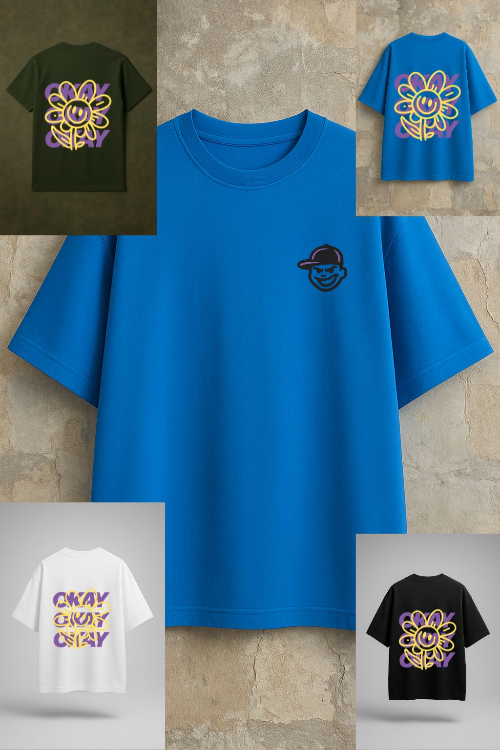 Grafftee "Okay Flower" Oversized Tee