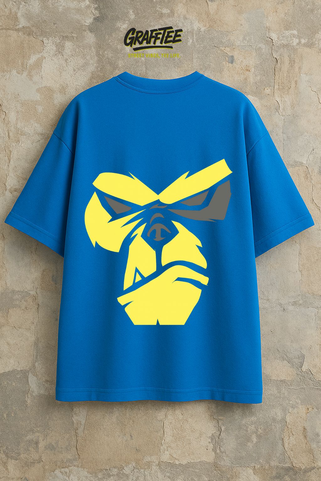 Grafftee Gorilla Head Graphic Oversized T-Shirt
