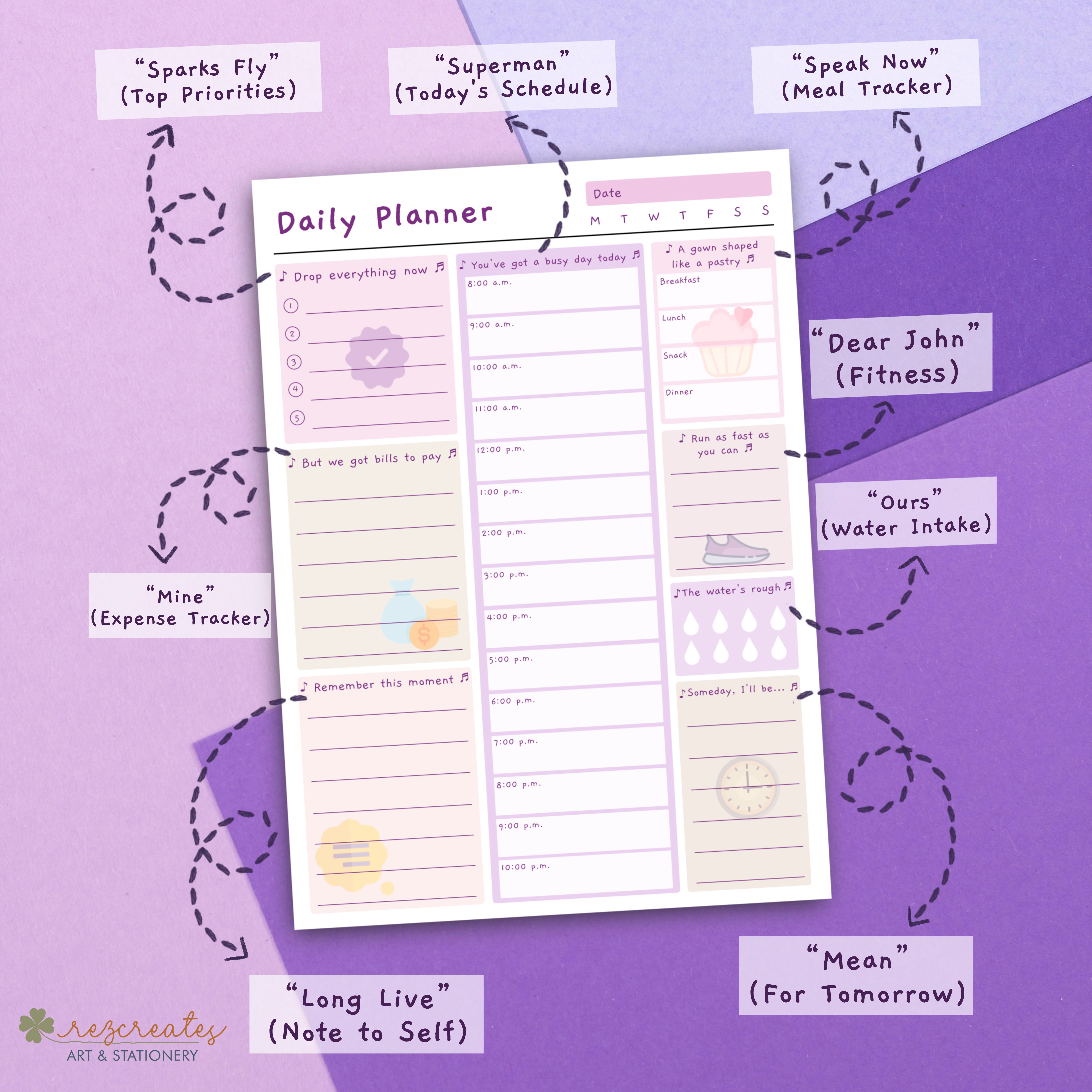 Speak Now Daily Planner Notepad | Taylor Swift Planner | Swiftie Planner