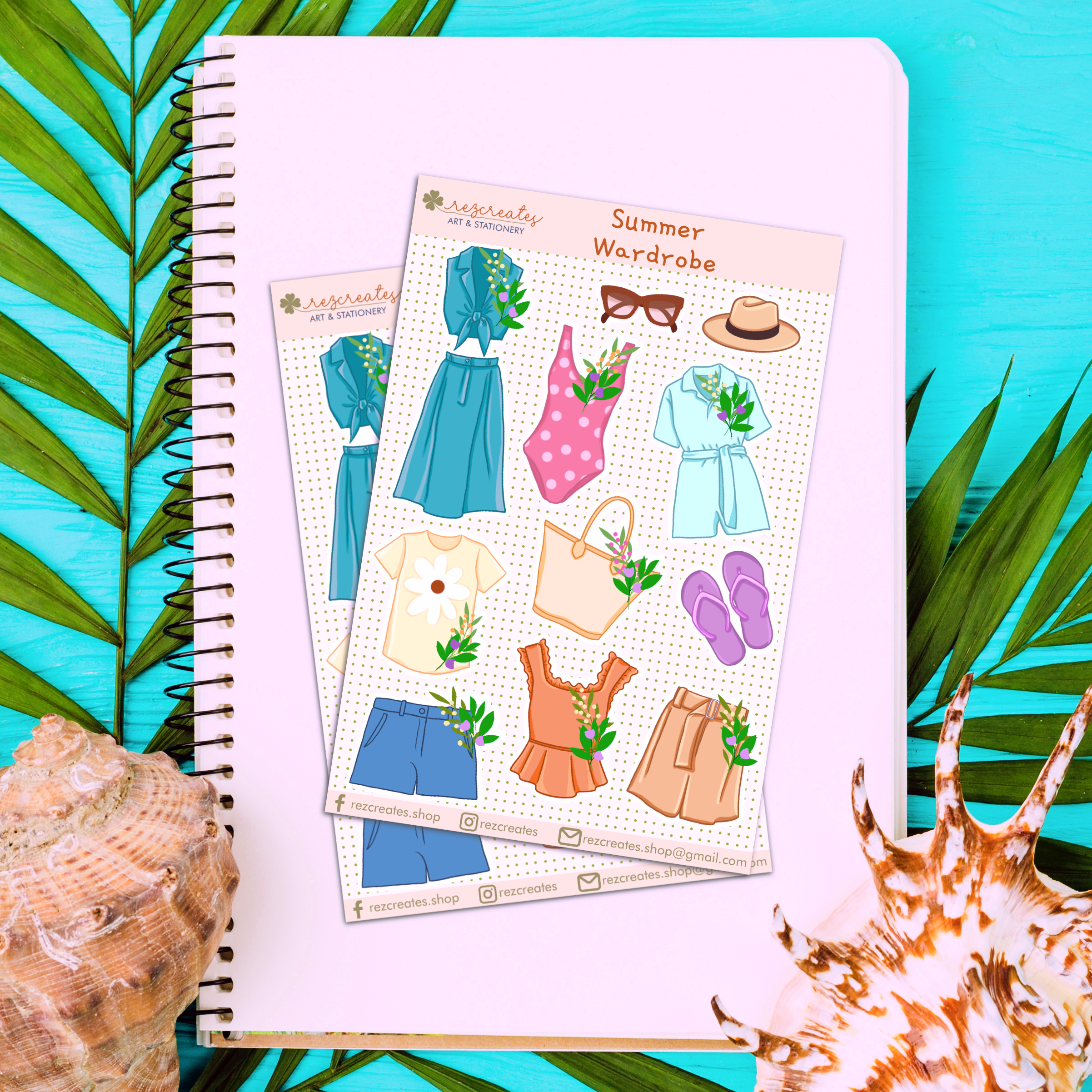 Four Seasons Wardrobe Sticker Sheet | Fashion Stickers | Paper Doll Stickers