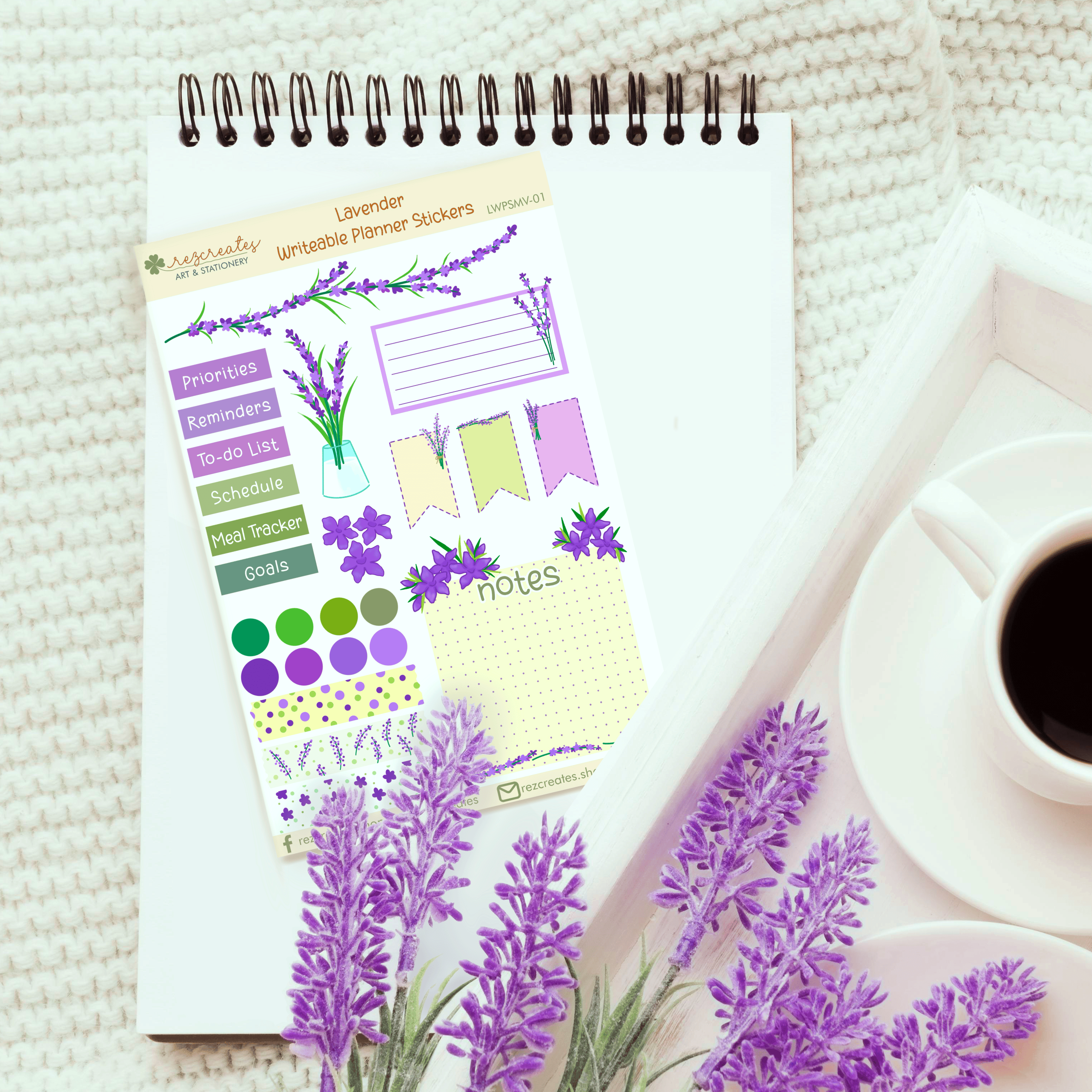 Lavender Writable Planner Stickers