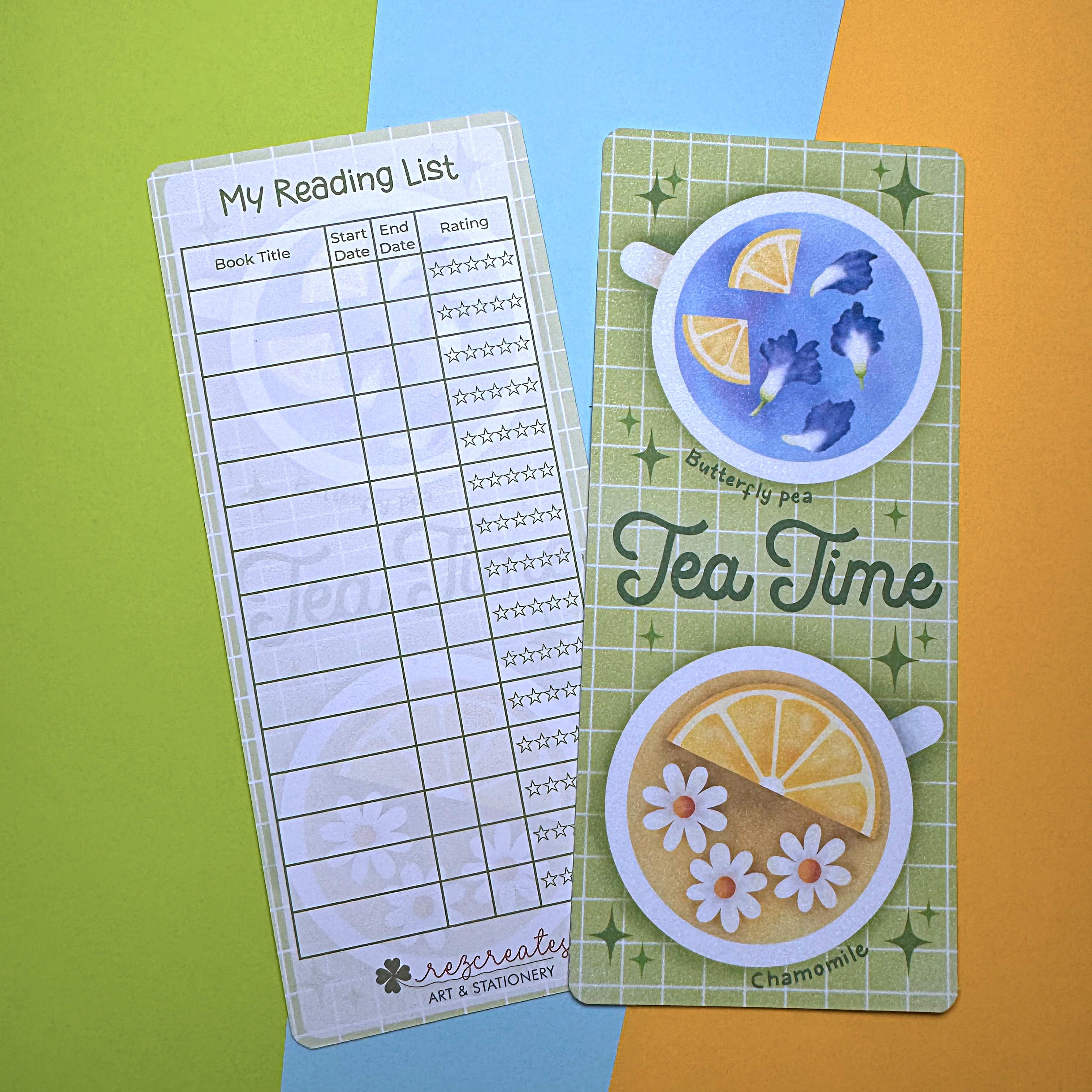 Tea 2-in-1 Bookmark, Artsy Bookmark with Reading List