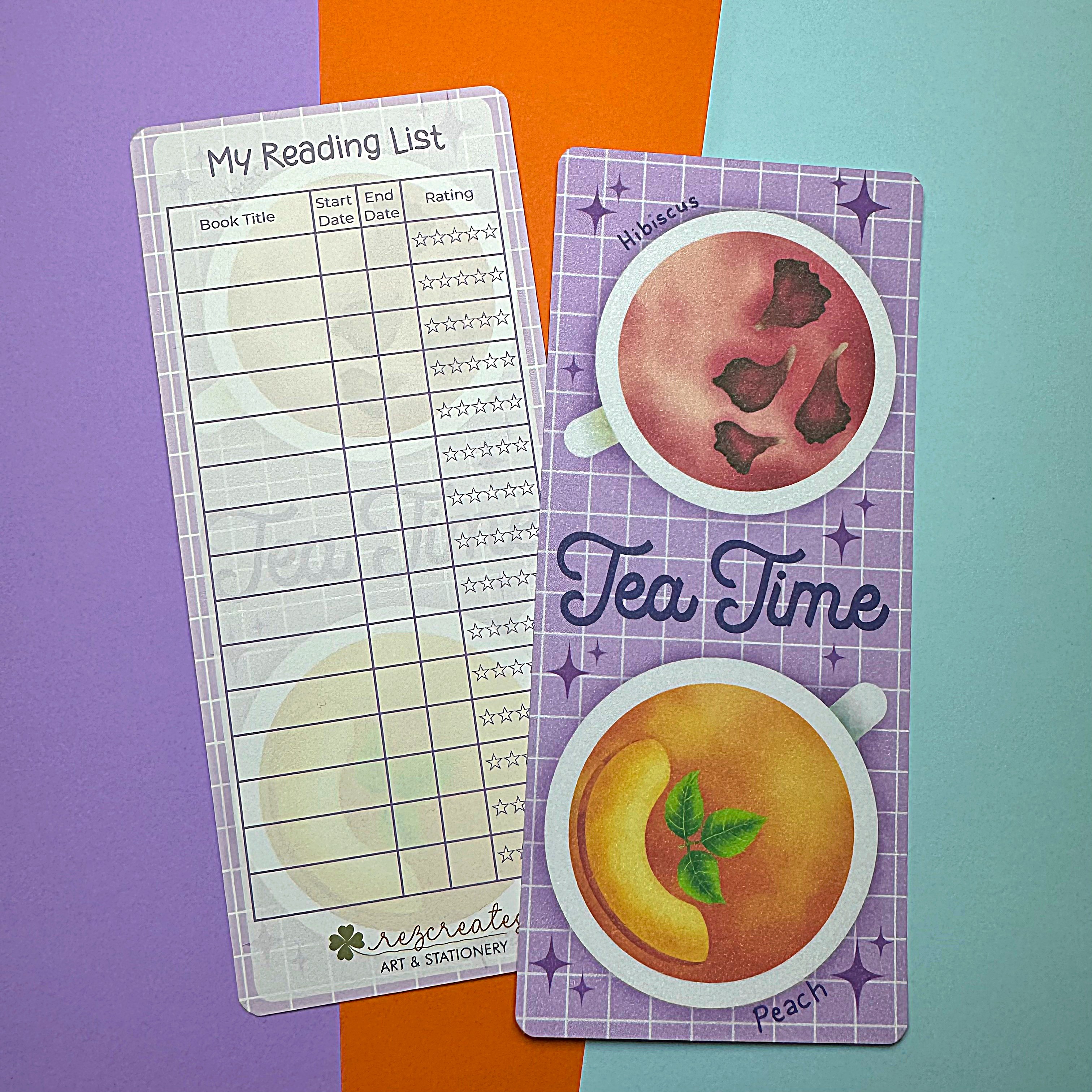 Tea 2-in-1 Bookmark, Artsy Bookmark with Reading List