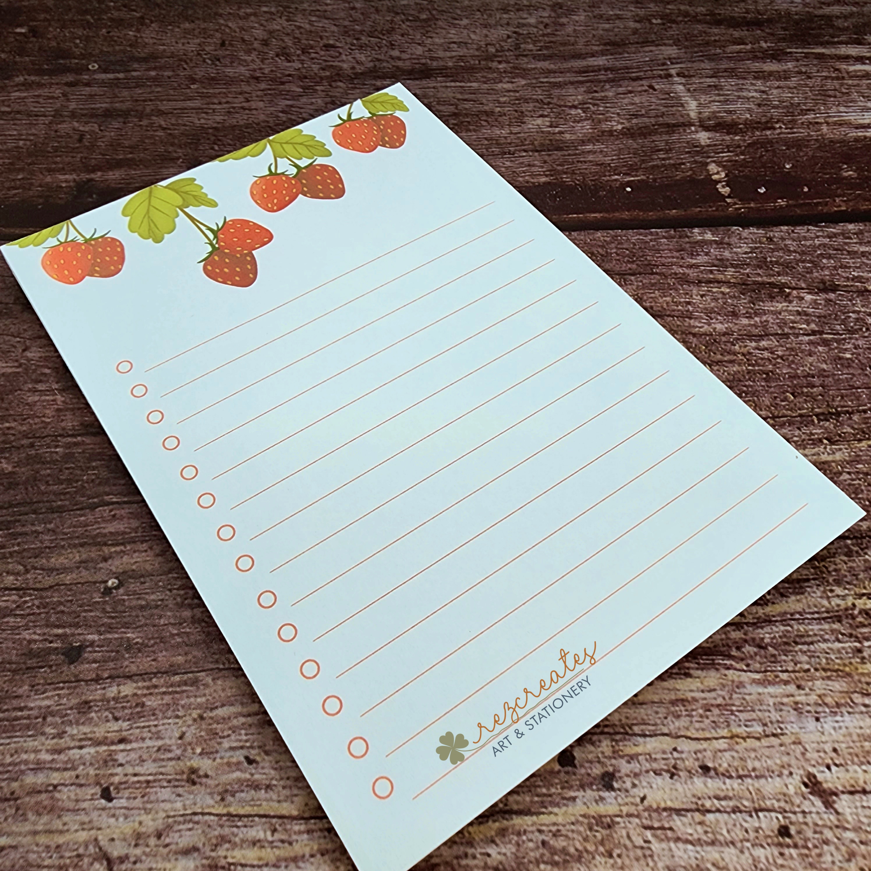 Strawberry Notepad | Strawberry Memo Pad, Berries Notepad, Fruit Notes 3.5 x 5”