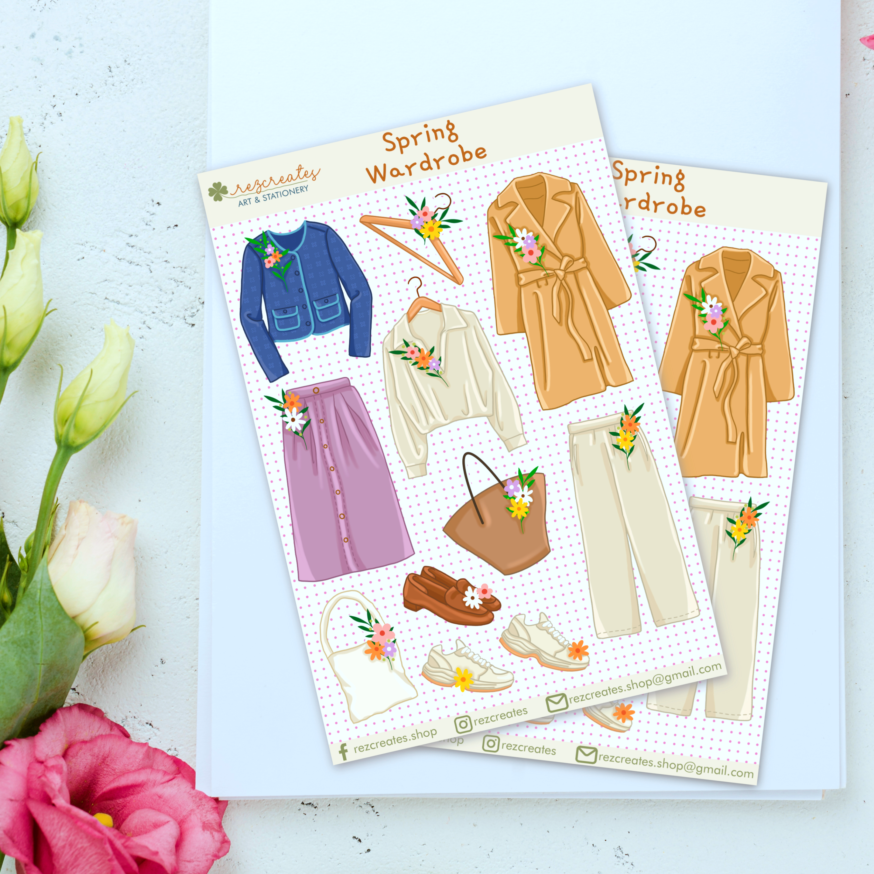 Four Seasons Wardrobe Sticker Sheet | Fashion Stickers | Paper Doll Stickers
