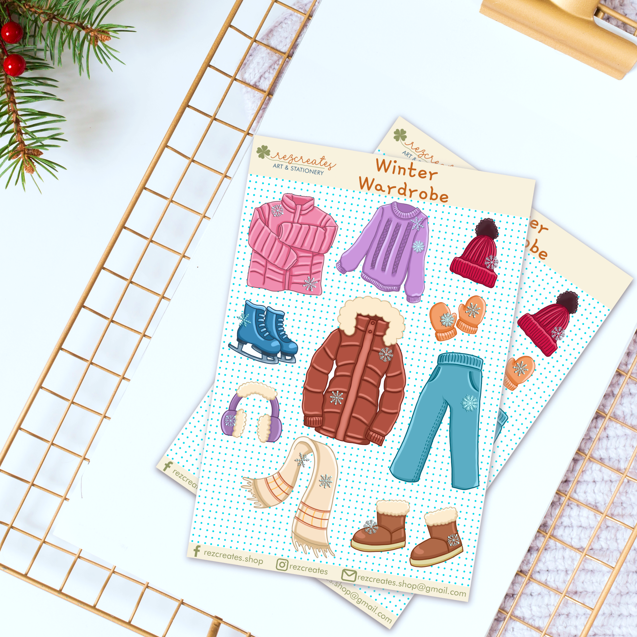 Four Seasons Wardrobe Sticker Sheet | Fashion Stickers | Paper Doll Stickers