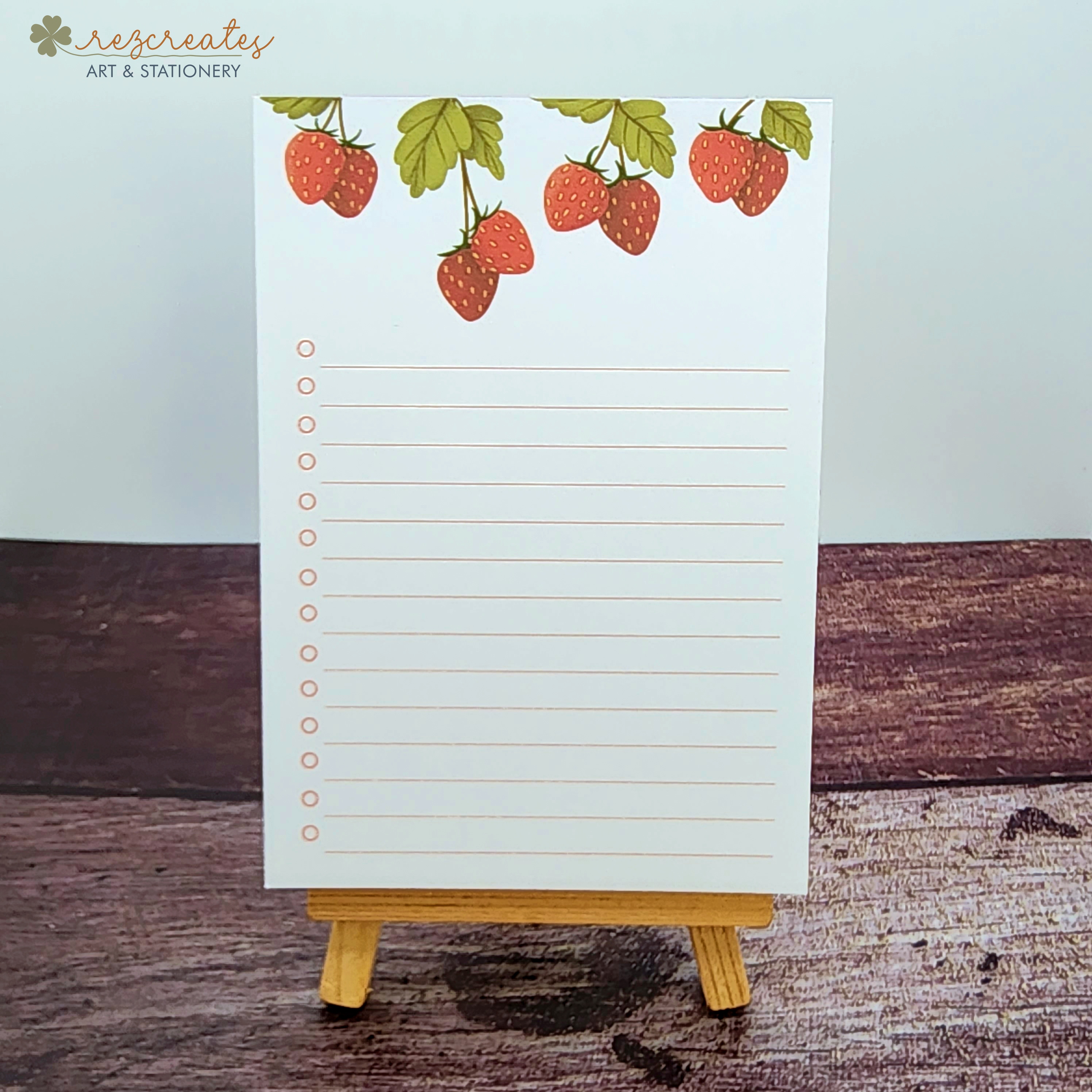 Strawberry Notepad | Strawberry Memo Pad, Berries Notepad, Fruit Notes 3.5 x 5”