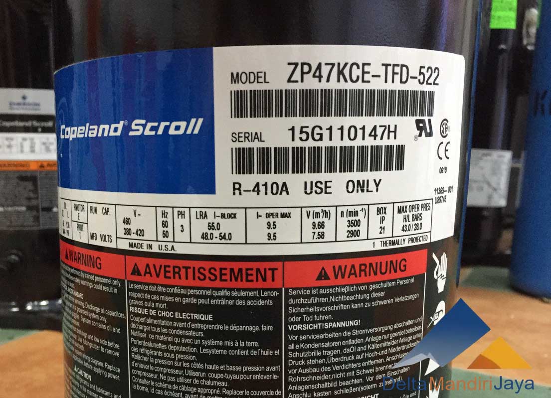 Kompresor AC Copeland Scroll ZP47KCE-TFD-522
