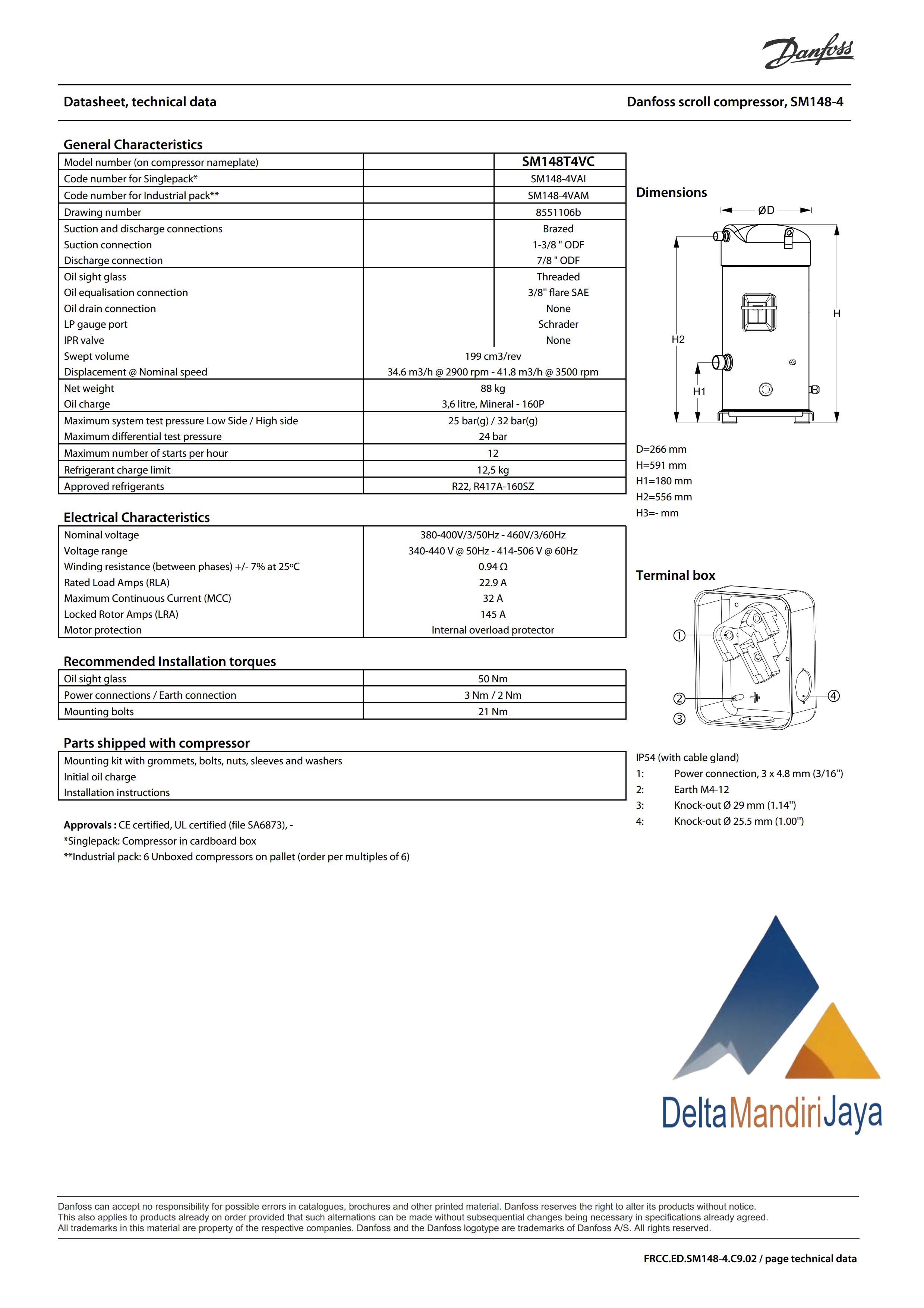 Kompresor Danfoss SM148T4VC