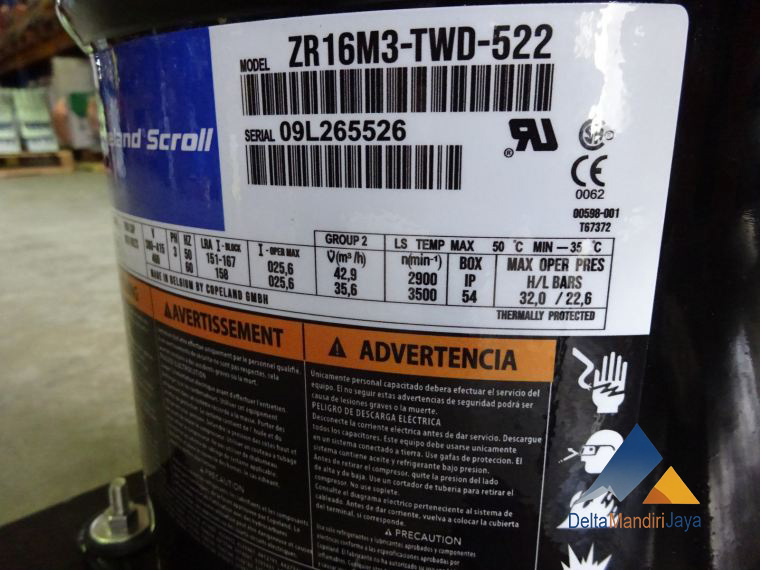 Kompresor AC Copeland Scroll ZR16M3-TWD-522