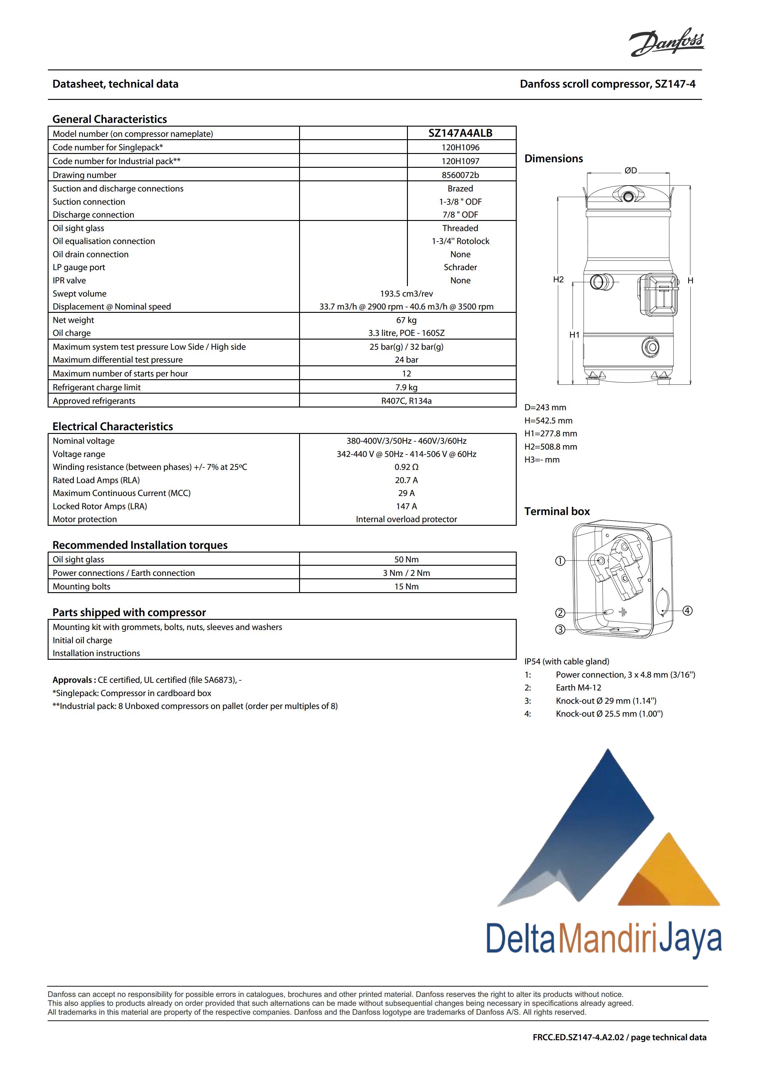 Kompresor Danfoss SZ147A4ALB