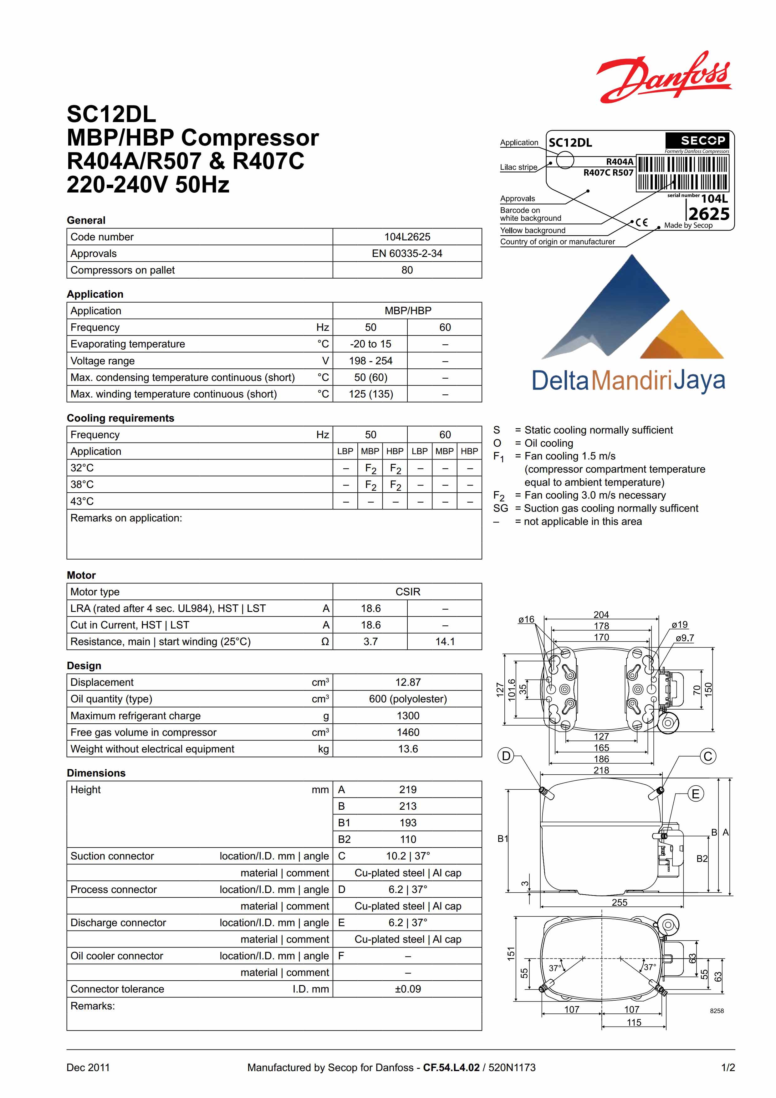 Compressor Secop SC12DL