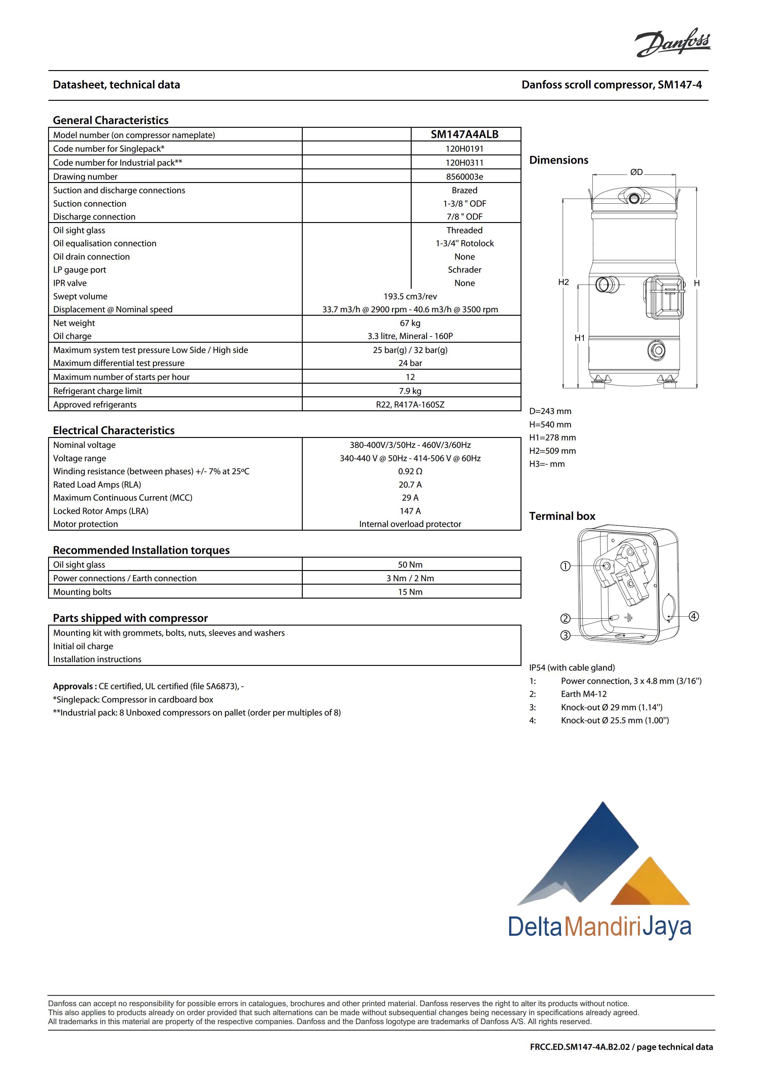 Kompresor Danfoss SM147A4ALB