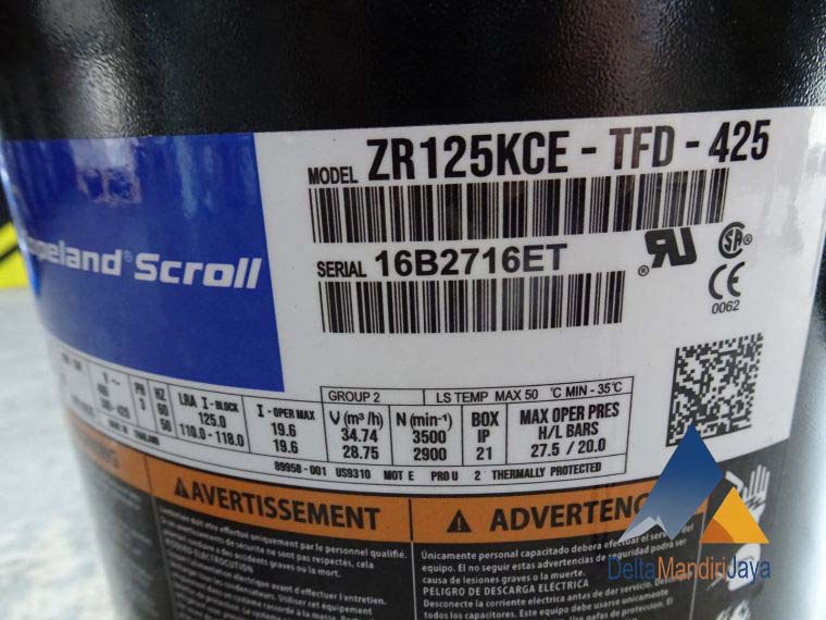 Kompresor AC Copeland Scroll ZR125KCE-TFD-425