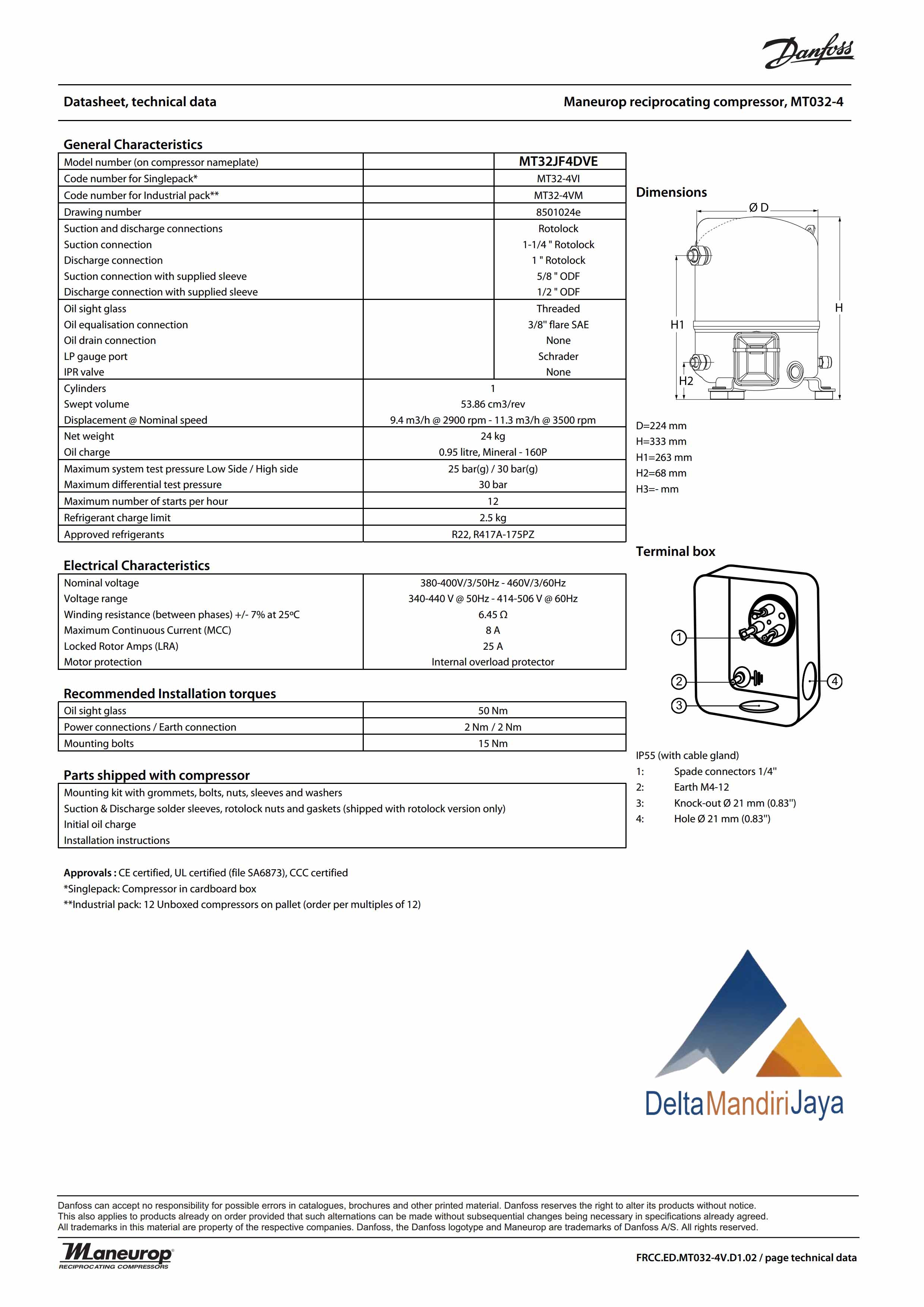Kompresor Danfoss MT32JF4DVE