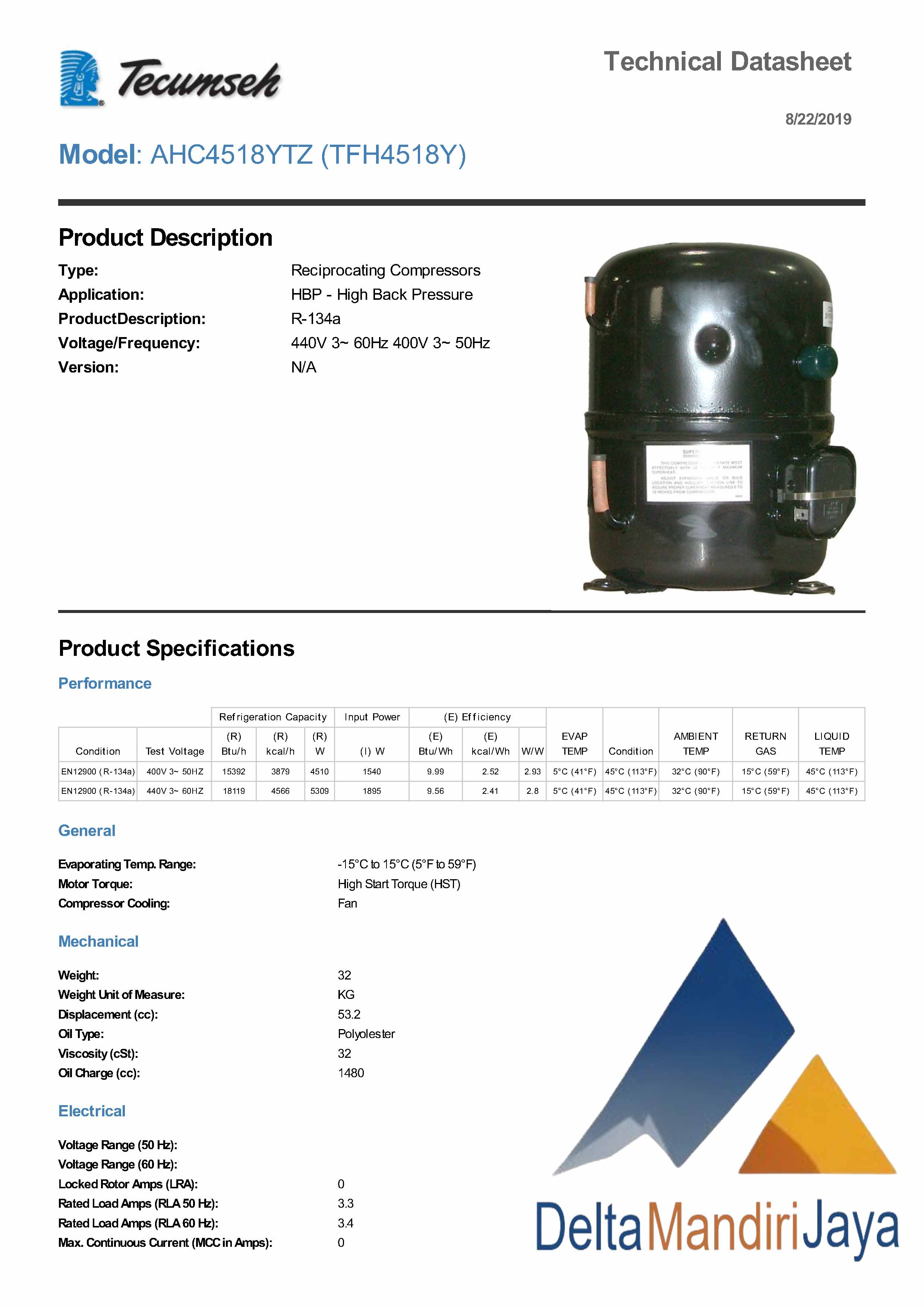 Compressor Tecumseh TFH4518Y