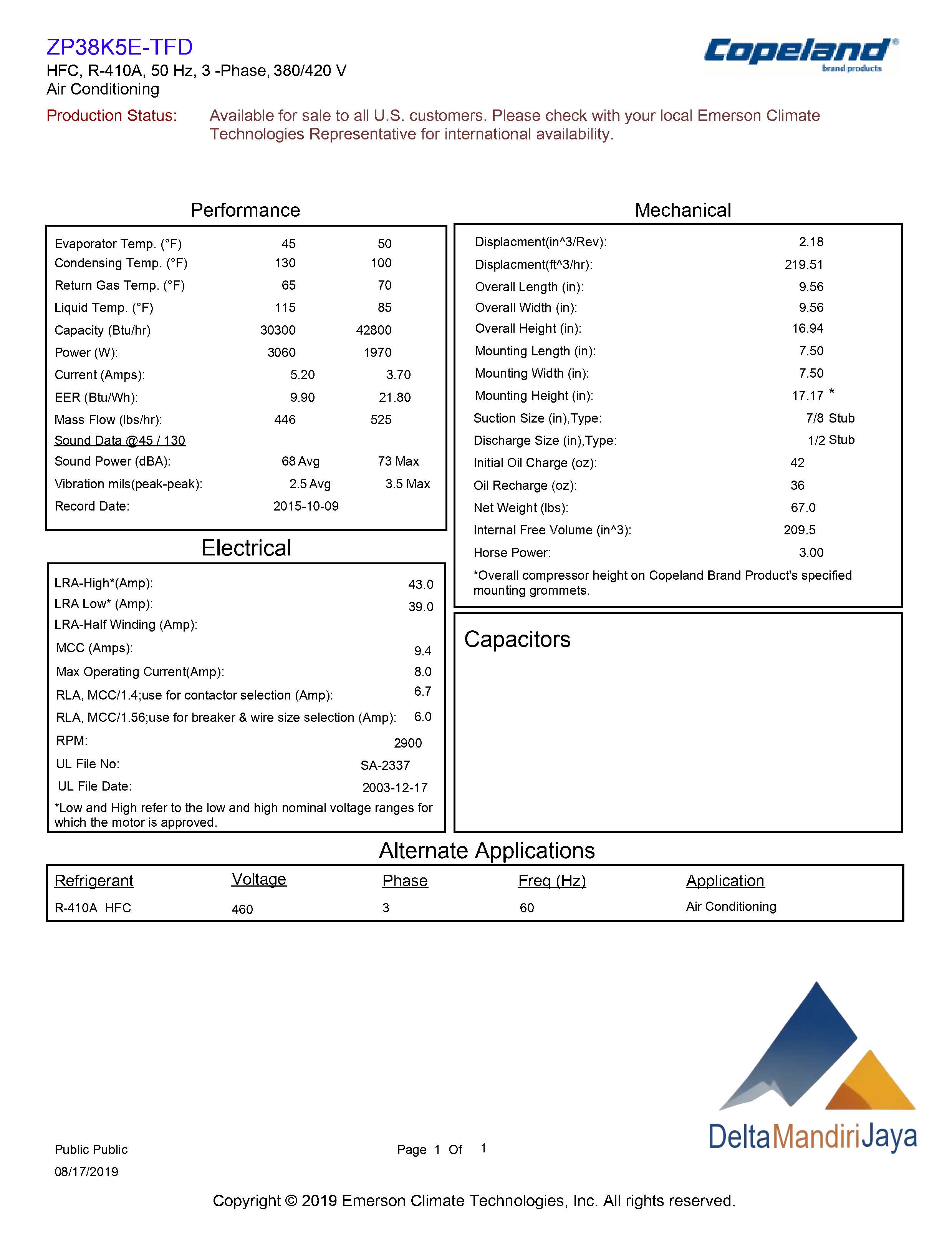 Kompresor ZP38K5E-TFD-522