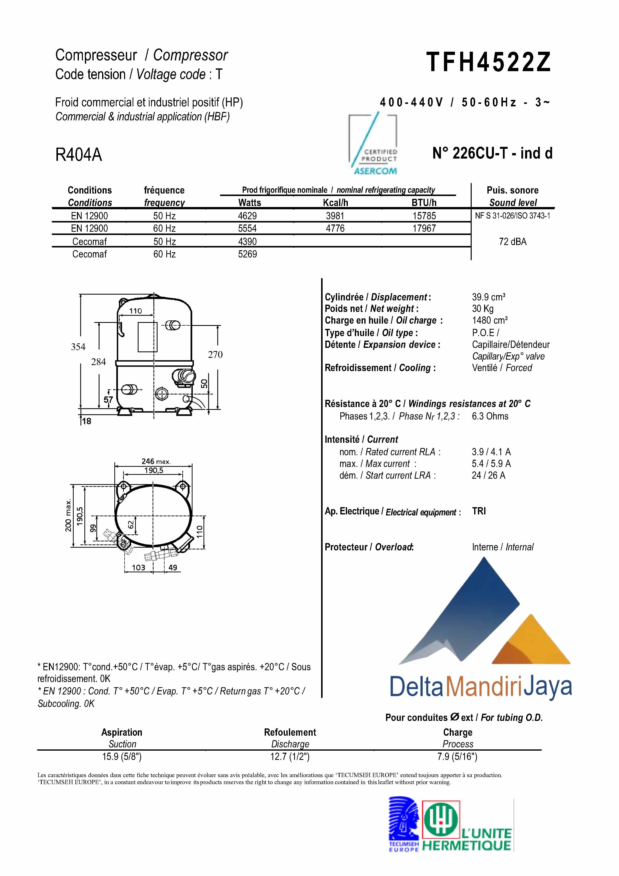 Compressor Tecumseh TFH4522Z