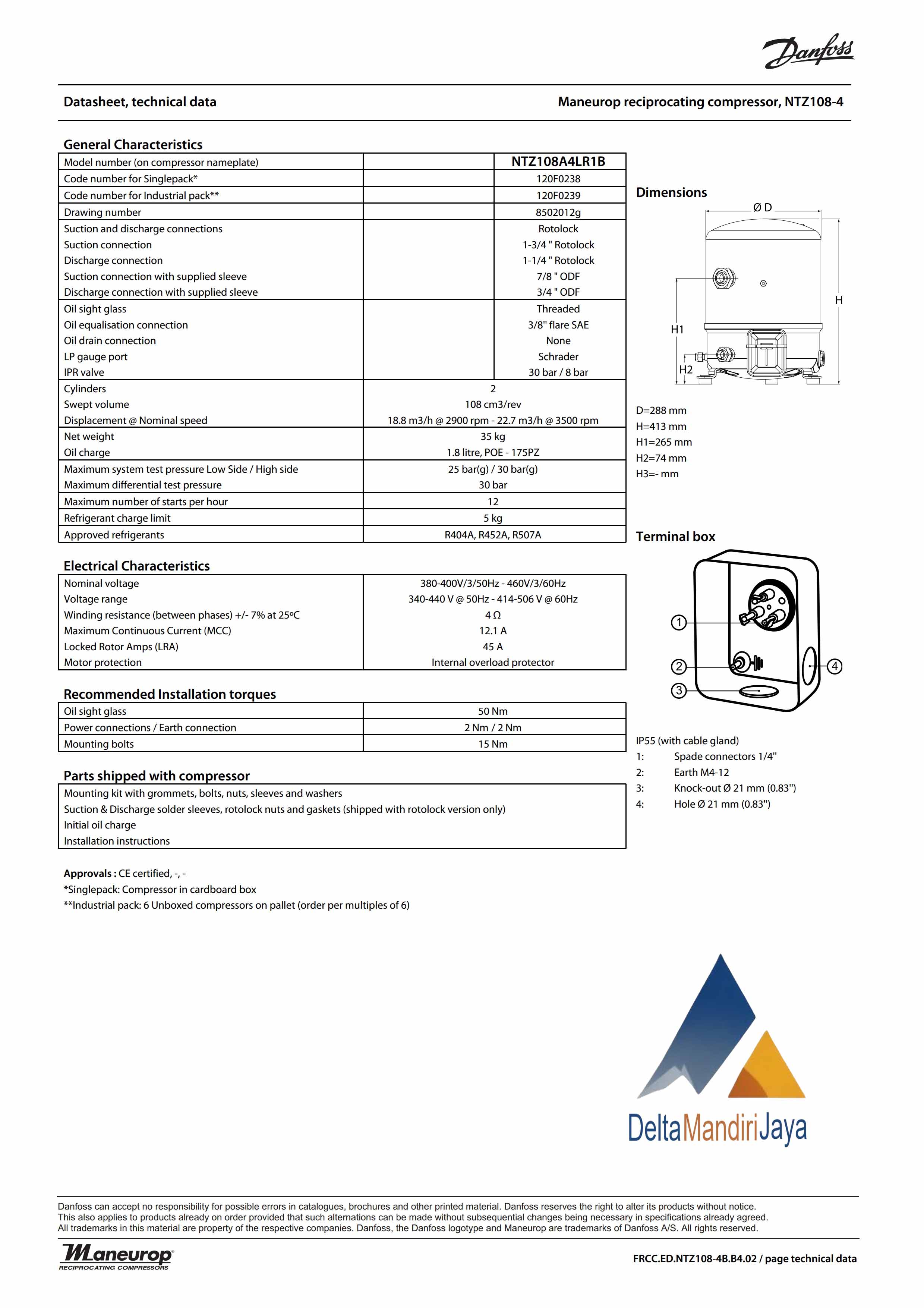 Kompresor Danfoss NTZ108A4LR1A