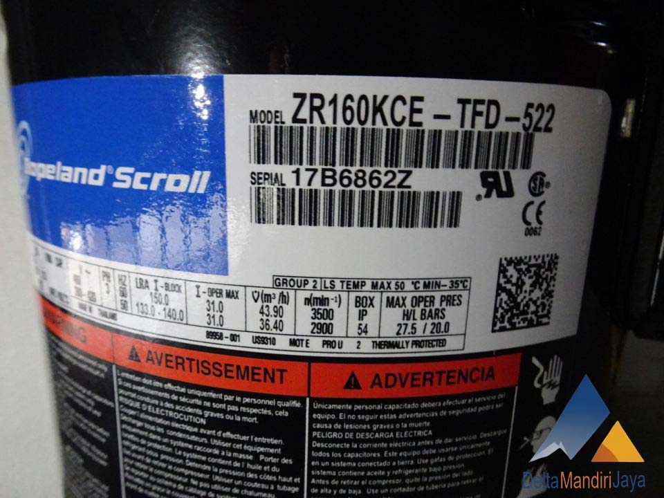 Kompresor AC Copeland Scroll ZR160KCE-TFD-522