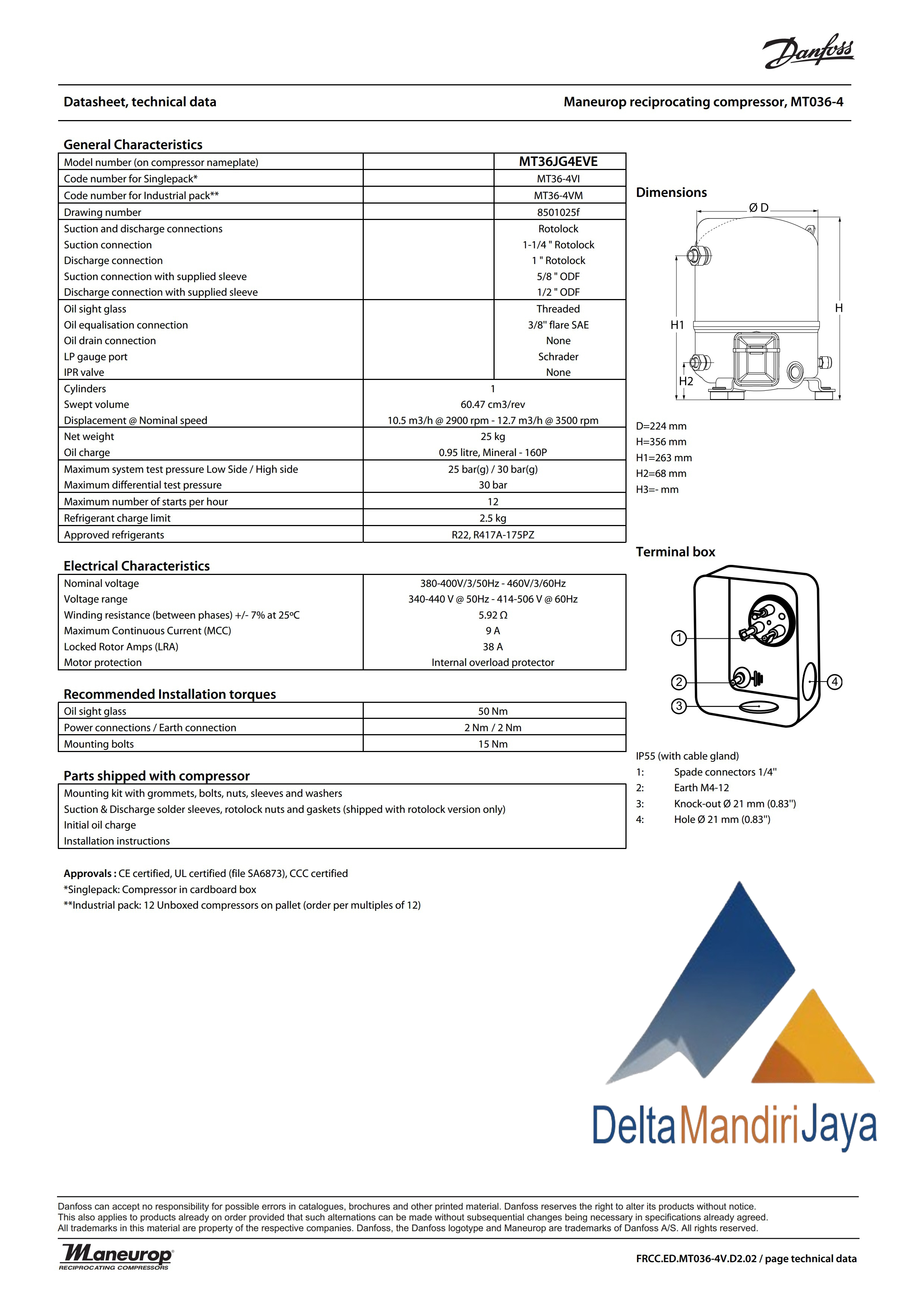Kompresor Danfoss MT36JG4EVE